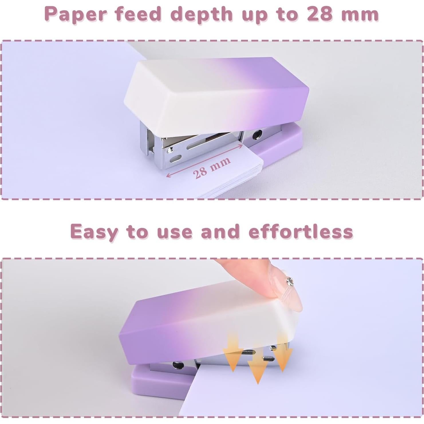 Grapadora Mini Temiary 2 Pcs con 800 Grapas Estándar 24/6