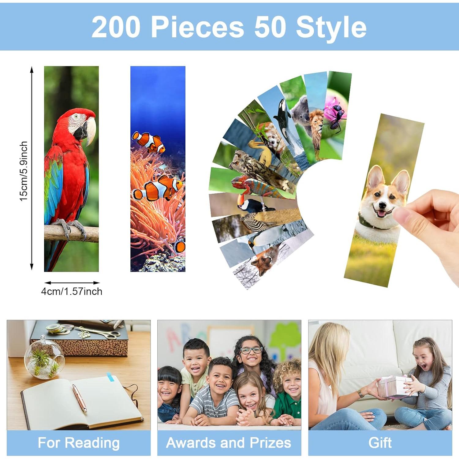 200 Piezas Marcadores de Libros de Animales MOJIEZUO 15x4 cm