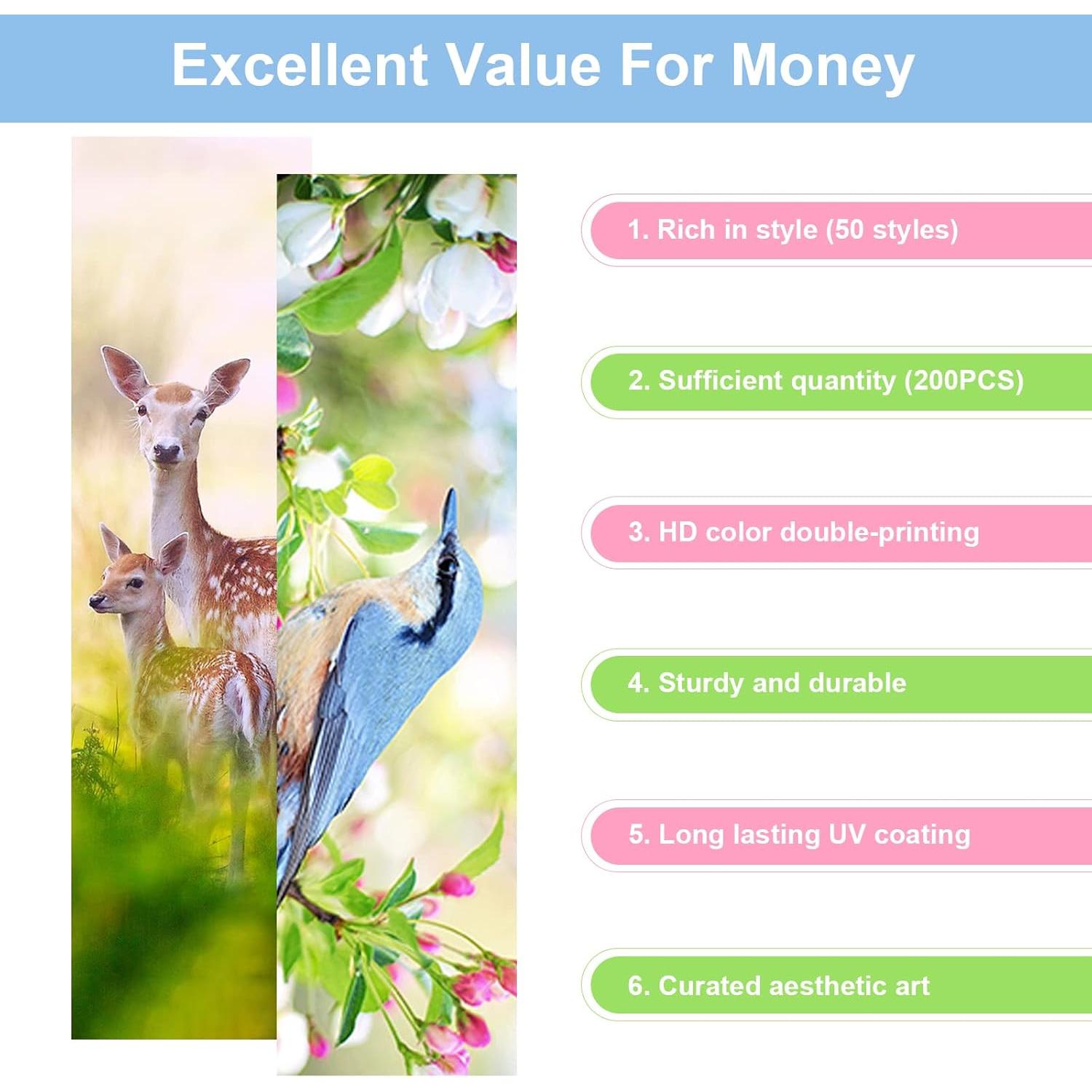 200 Piezas Marcadores de Libros de Animales MOJIEZUO 15x4 cm