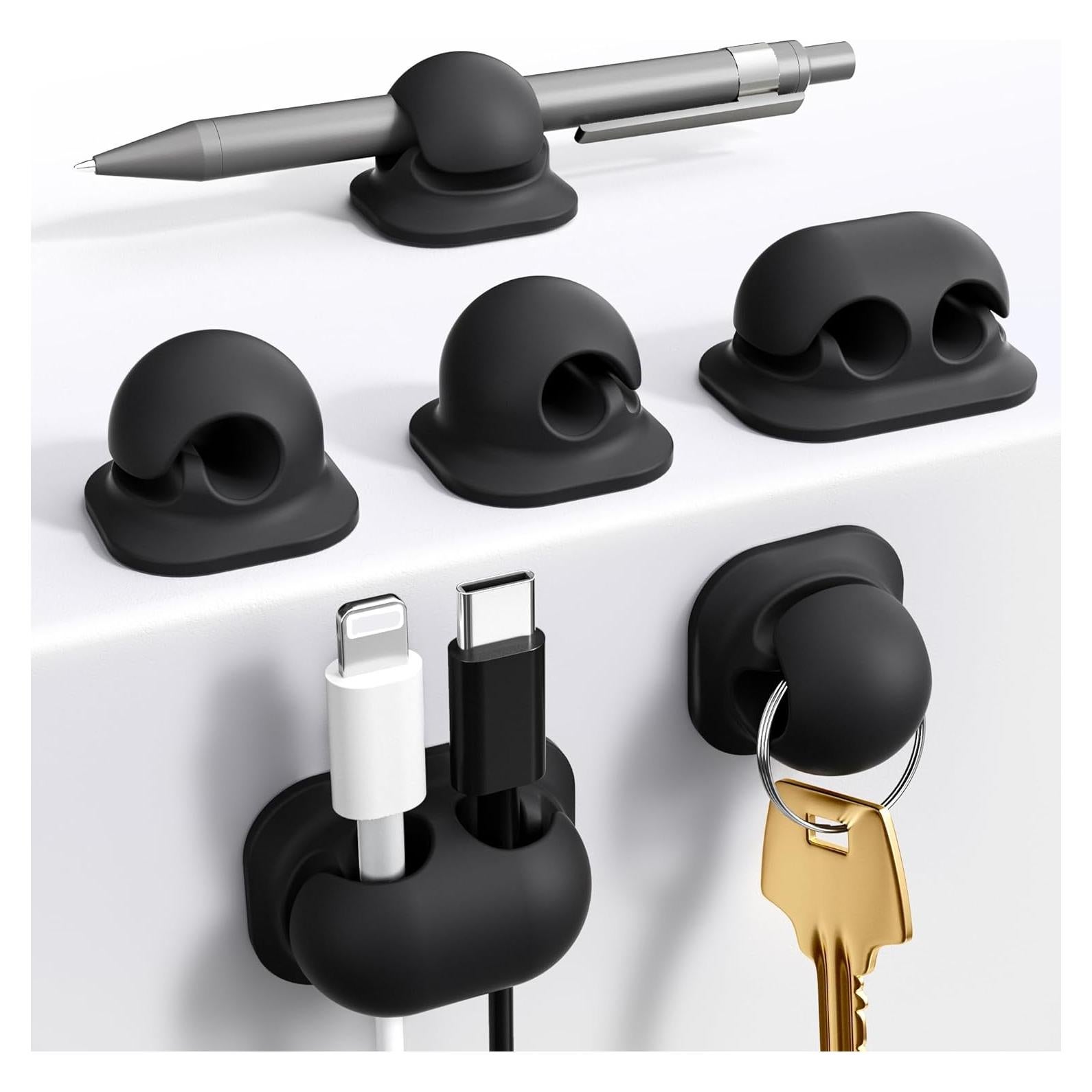 6 Clips de Silicona para Cables Litumfen - Organizador Negro