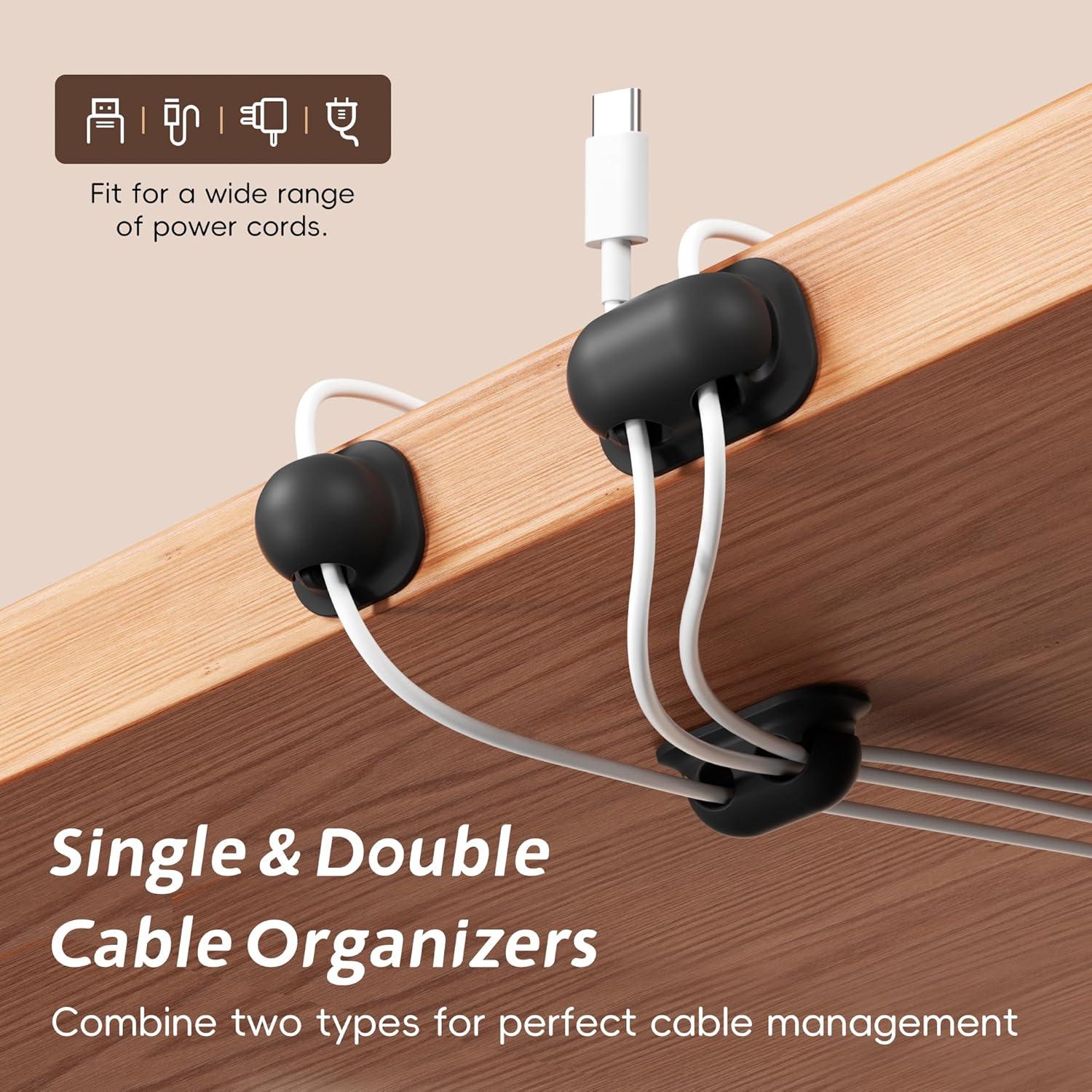 6 Clips de Silicona para Cables Litumfen - Organizador Negro