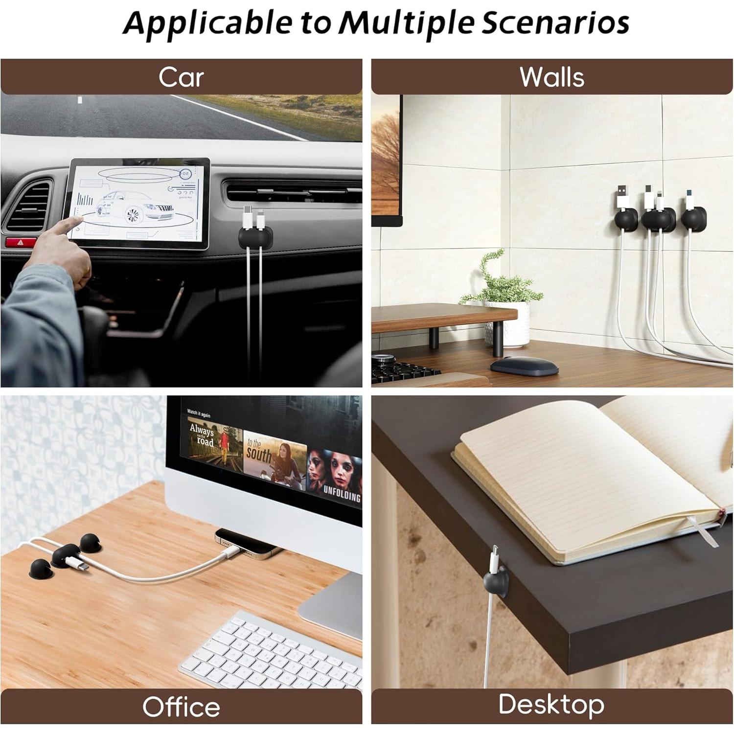 6 Clips de Silicona para Cables Litumfen - Organizador Negro