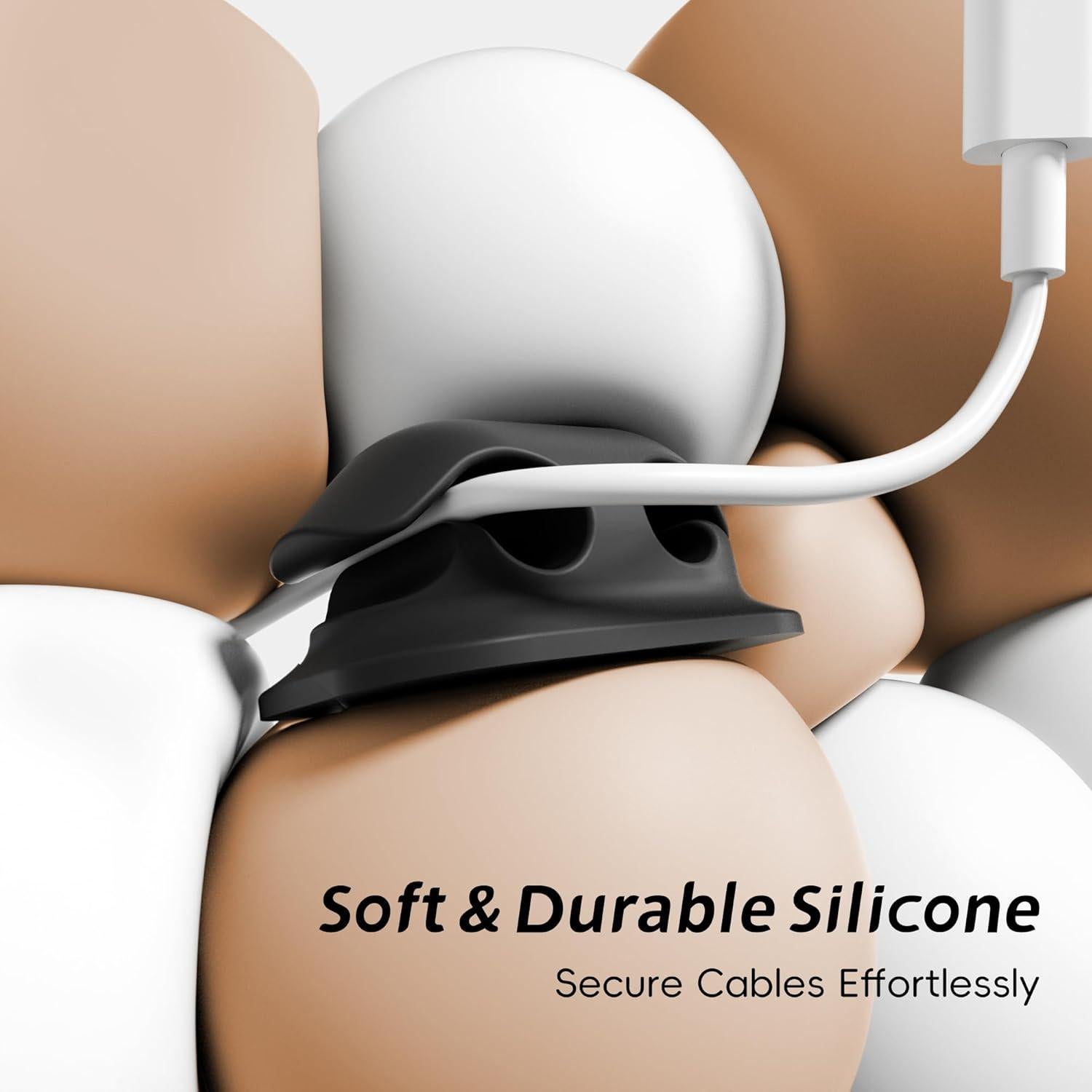 6 Clips de Silicona para Cables Litumfen - Organizador Negro