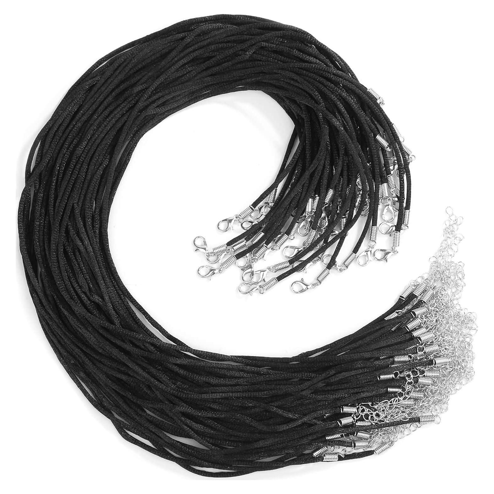 Cordones de Seda Satinada Selizo 50Pcs 2mm 45.72cm Negro