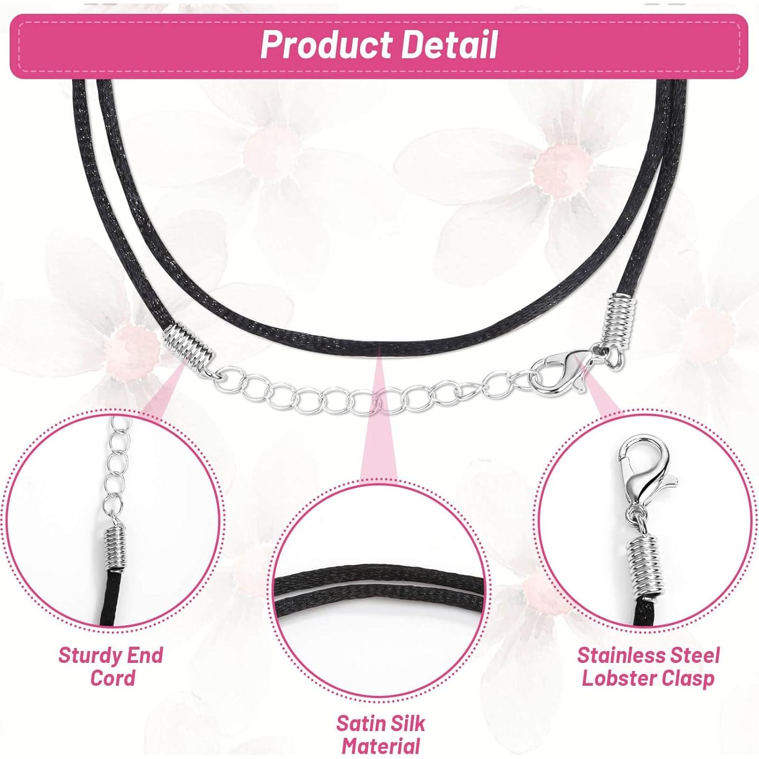 Cordones de Seda Satinada Selizo 50Pcs 2mm 45.72cm Negro