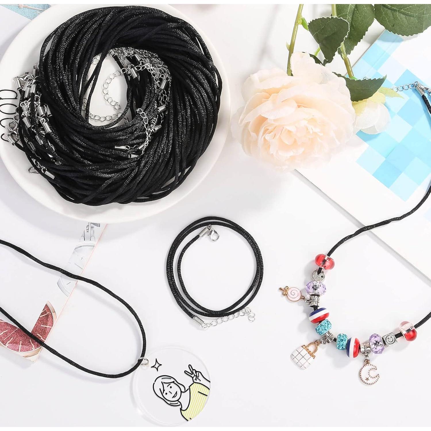 Cordones de Seda Satinada Selizo 50Pcs 2mm 45.72cm Negro