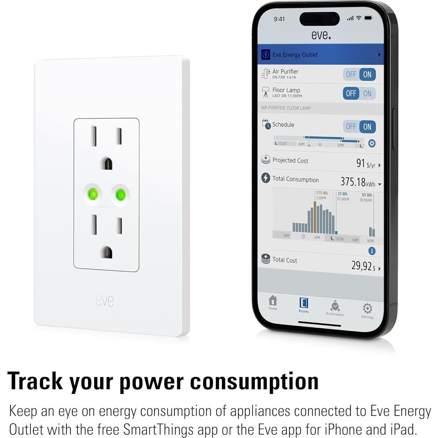 Eve Energy Outlet 3-Pack - Enchufe Inteligente y Medidor de Energía