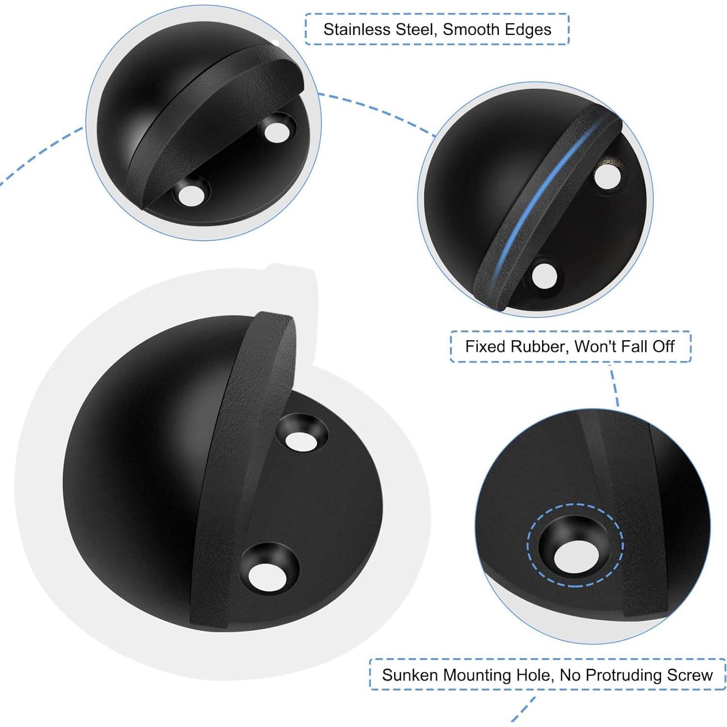 Tope de puerta autoadhesivo Gudui negro acero inoxidable 20mm