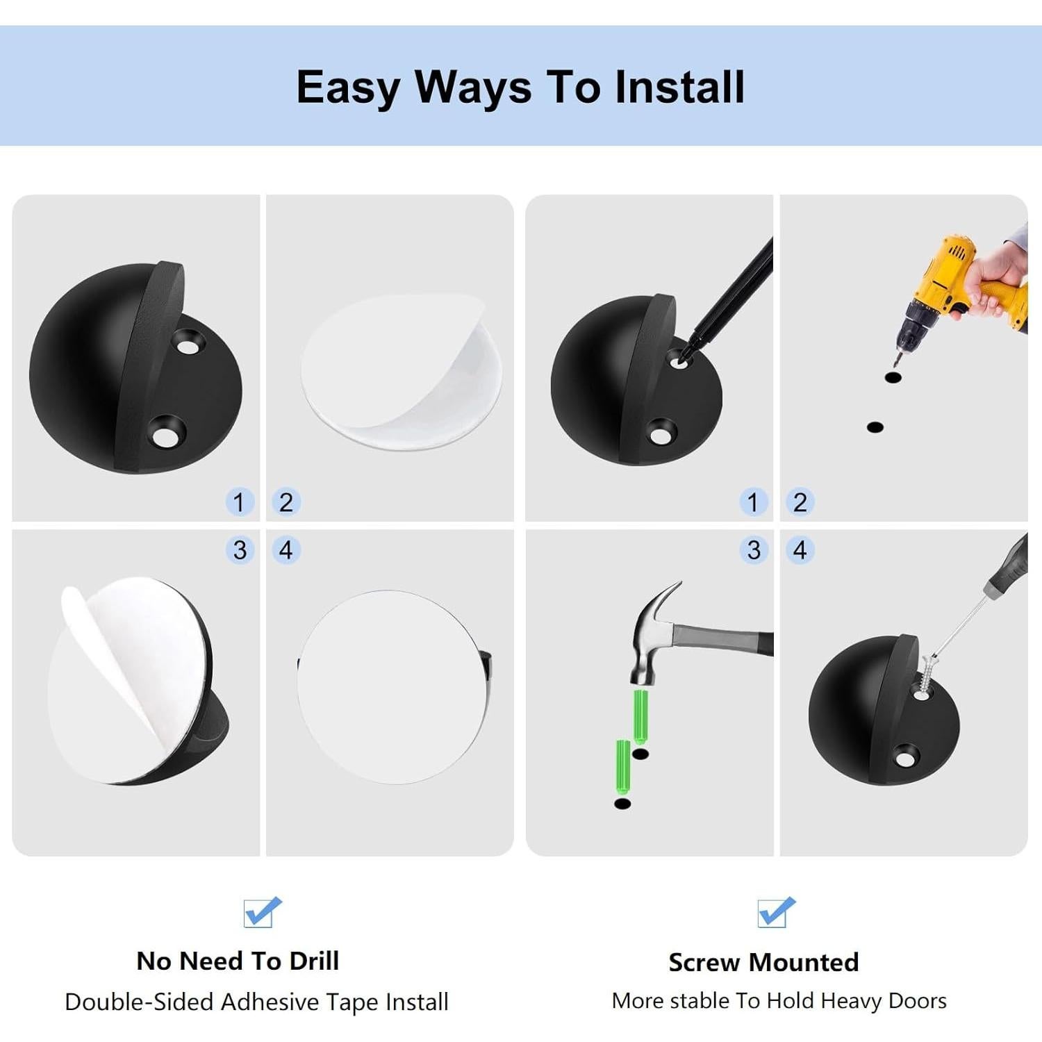 Tope de puerta autoadhesivo Gudui negro acero inoxidable 20mm