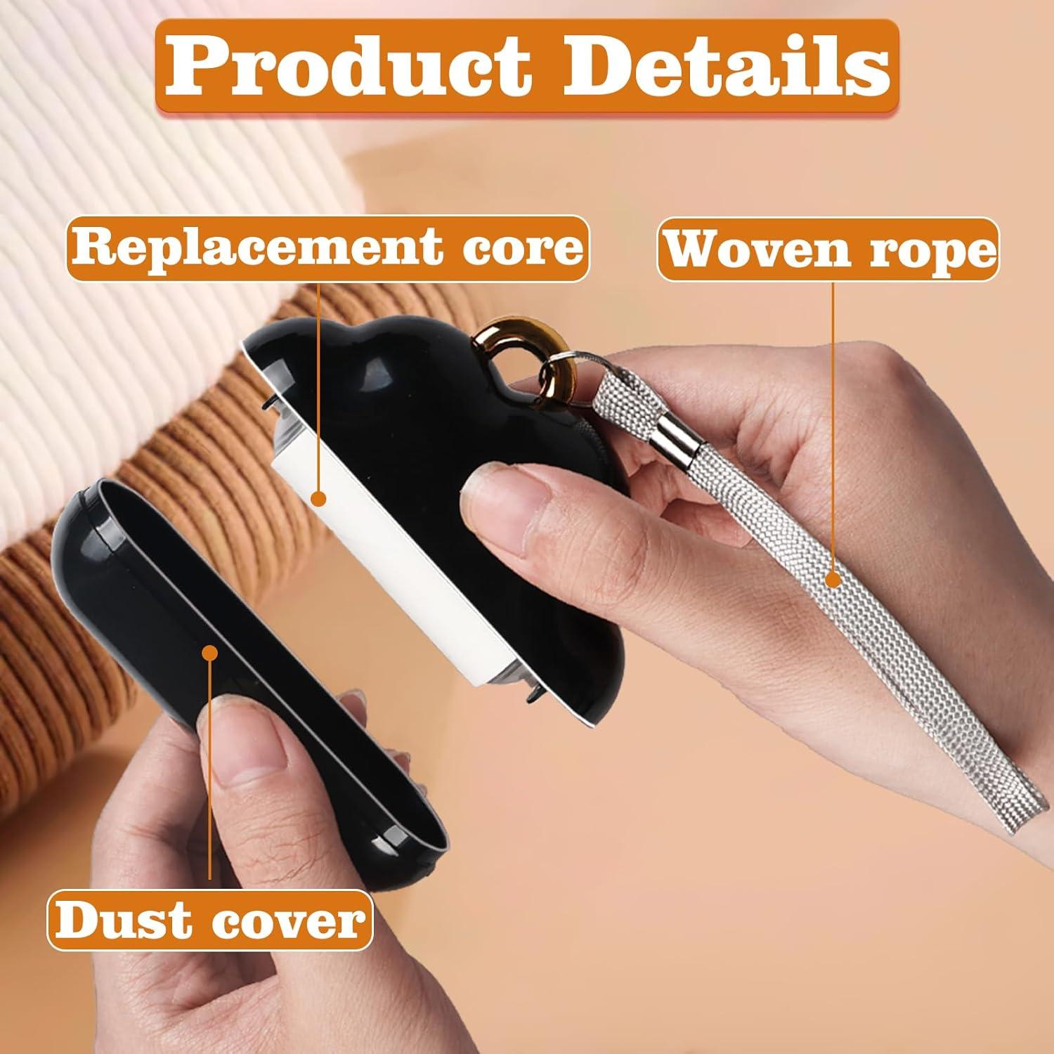 Rodillo de Pelusa Mini Portátil con 4 Rollos Reemplazables Negro