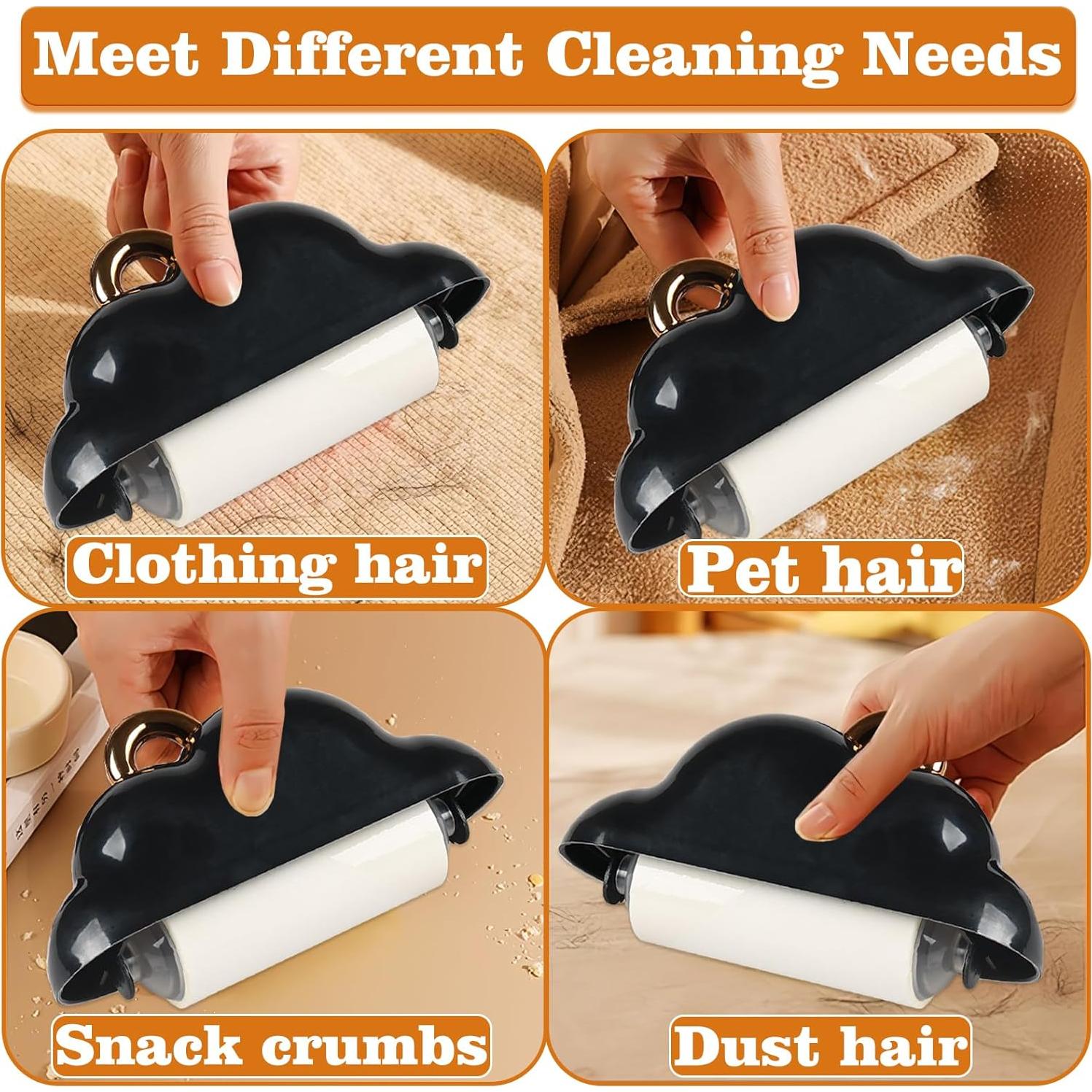 Rodillo de Pelusa Mini Portátil con 4 Rollos Reemplazables Negro