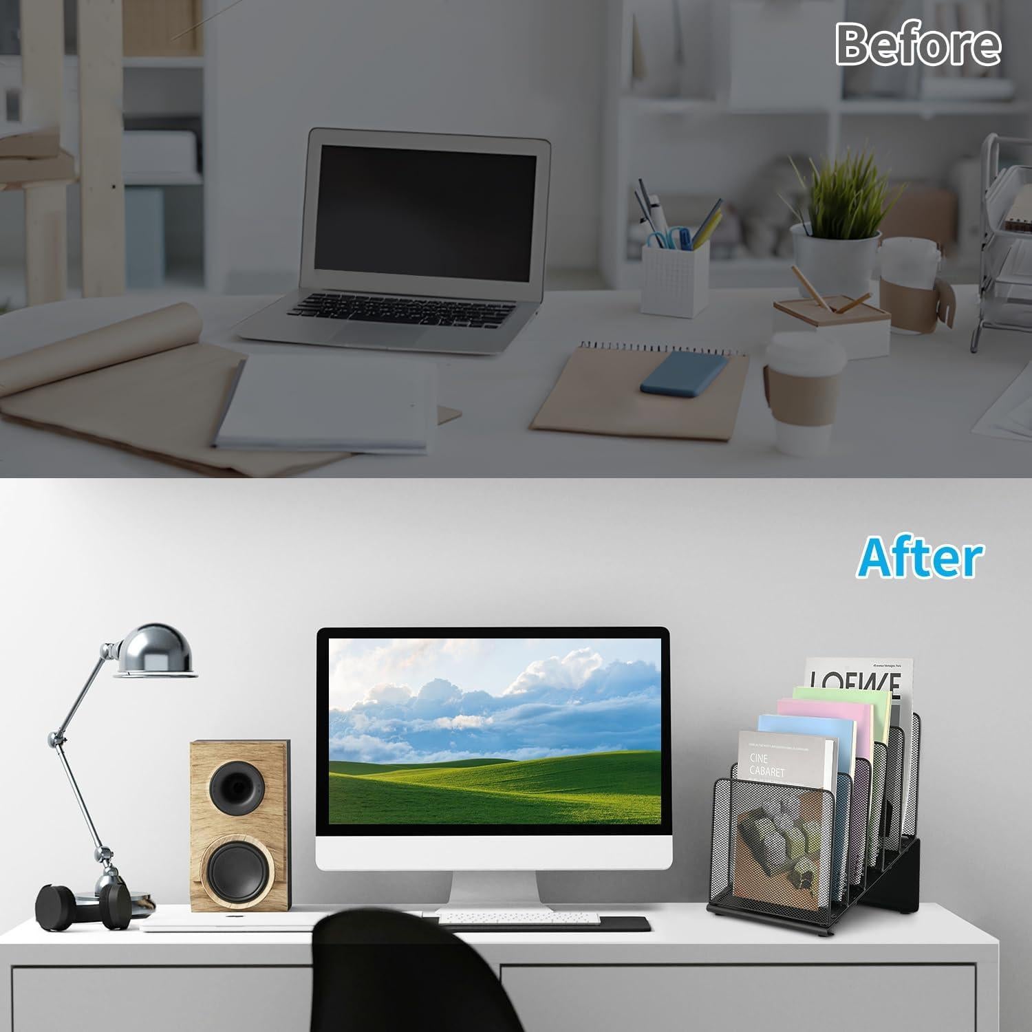 Organizador de Archivos LEKETREE Negro 5 Secciones Metal