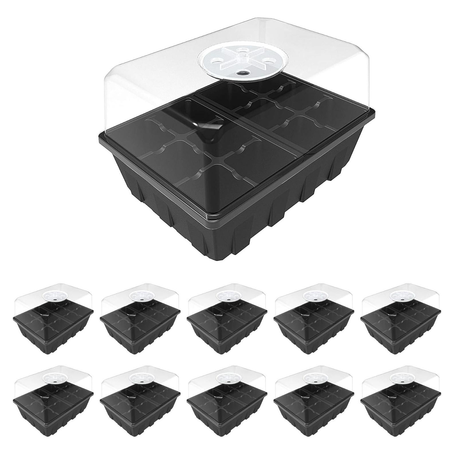 Kit de Inicio de Semillas Gardzen 10 Bandejas Negras 12-Celdas