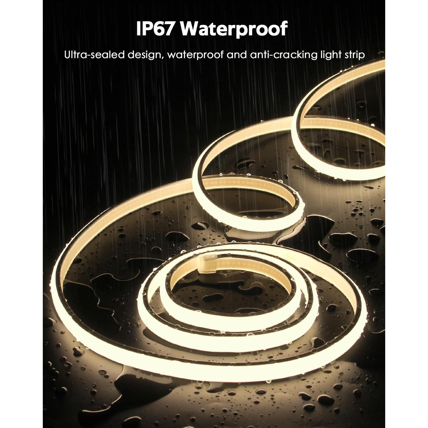 Tira de LED COB 3M 3000K Blanca Cálida IP67 con Interruptor