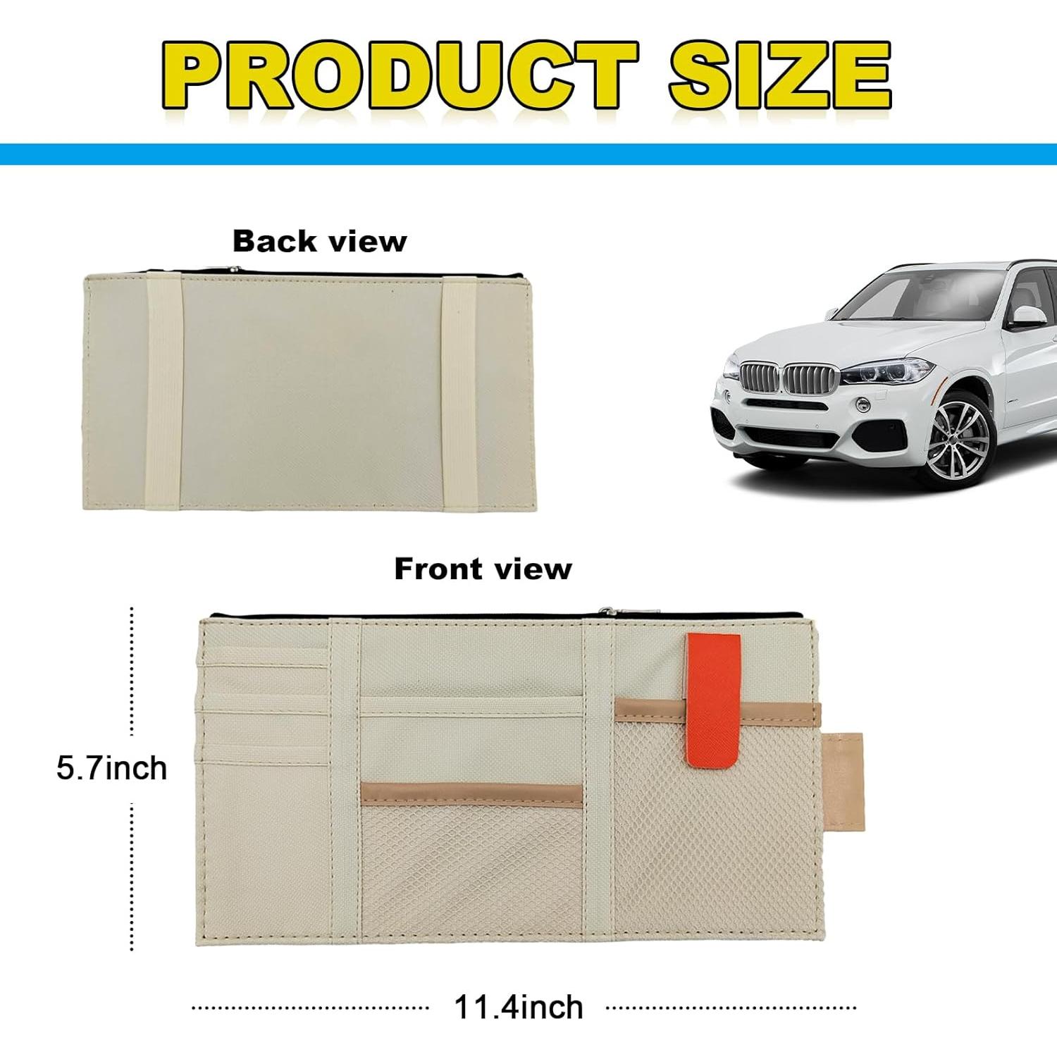 Organizador de Visera de Coche Povtii Beige 29x14.5 cm Multi-Bolsillo