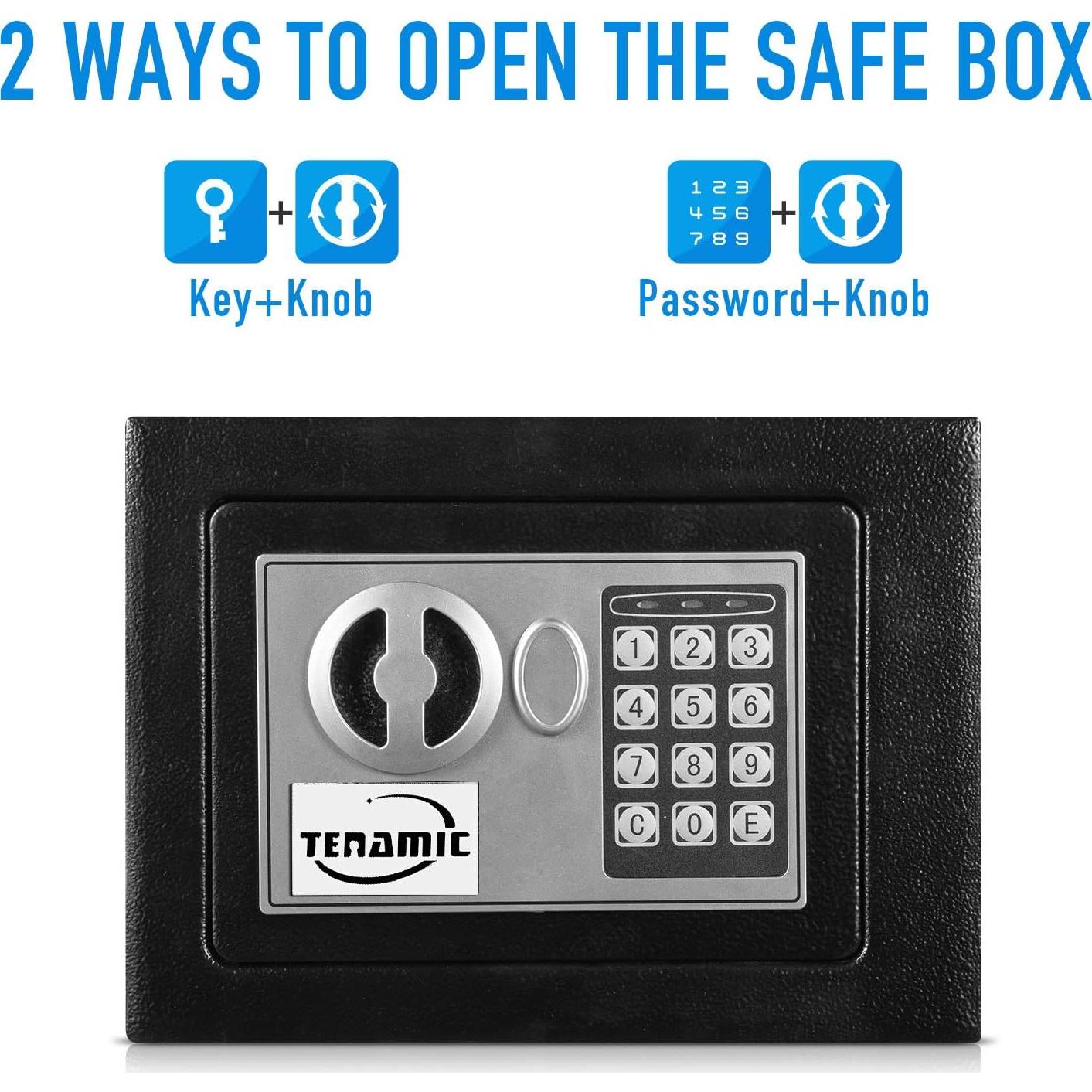 Caja Fuerte Tenamic Electrónica 0.23 Pies Cúbicos Negra