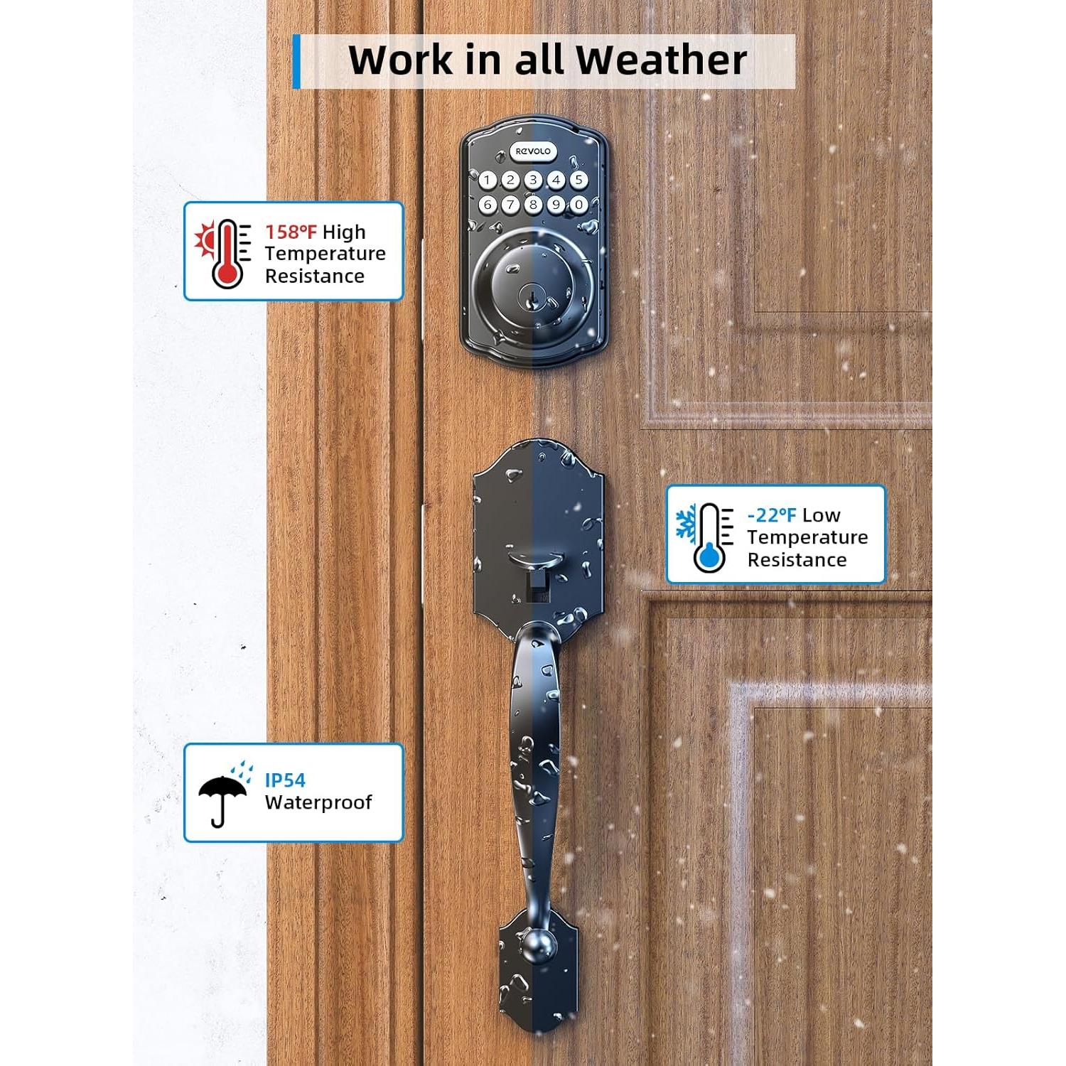 Cerradura Electrónica Revolo RE001 con Teclado y Manija - Negro