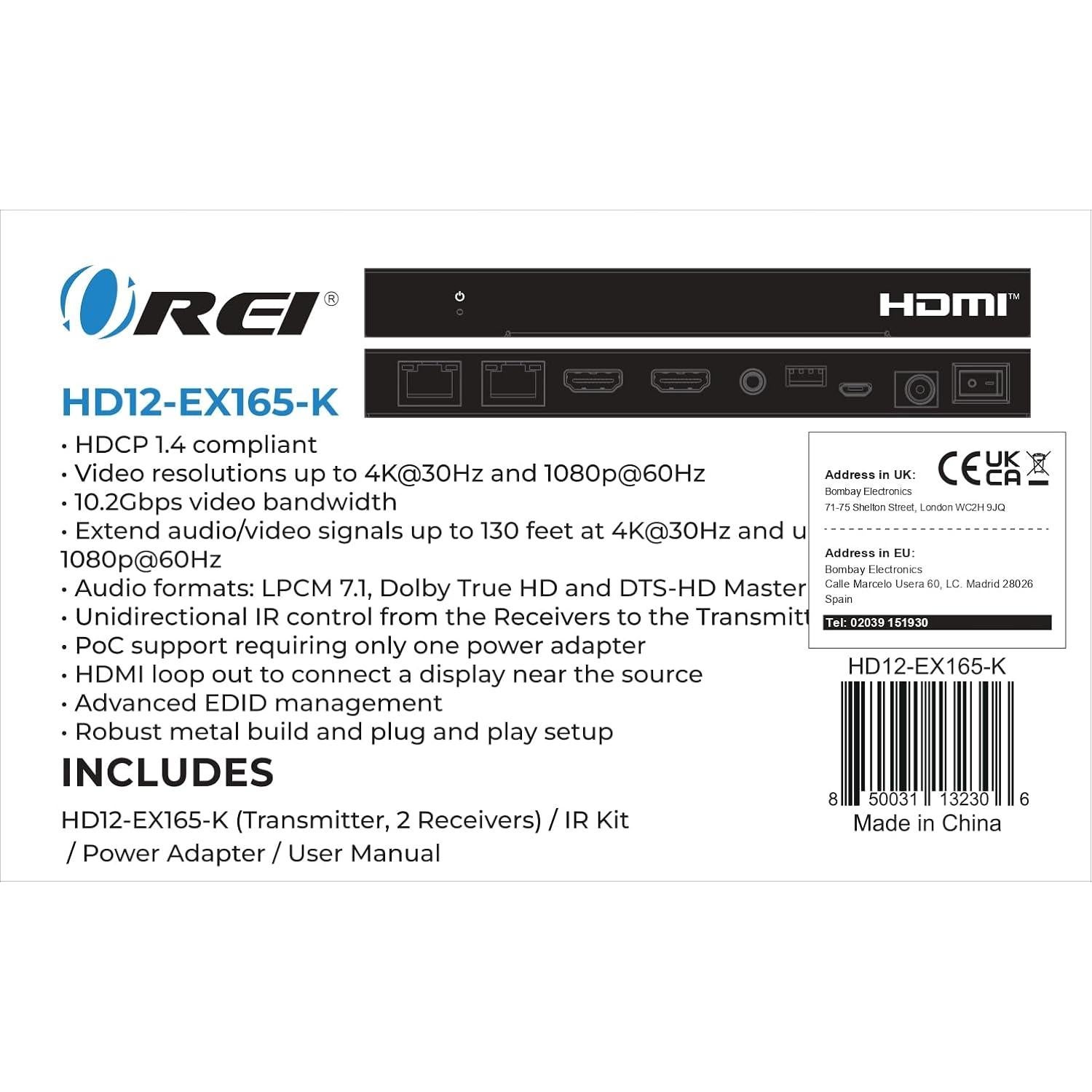 Divisor HDMI 1x2 OREI HD12-EX165-K 4K@30Hz hasta 50m