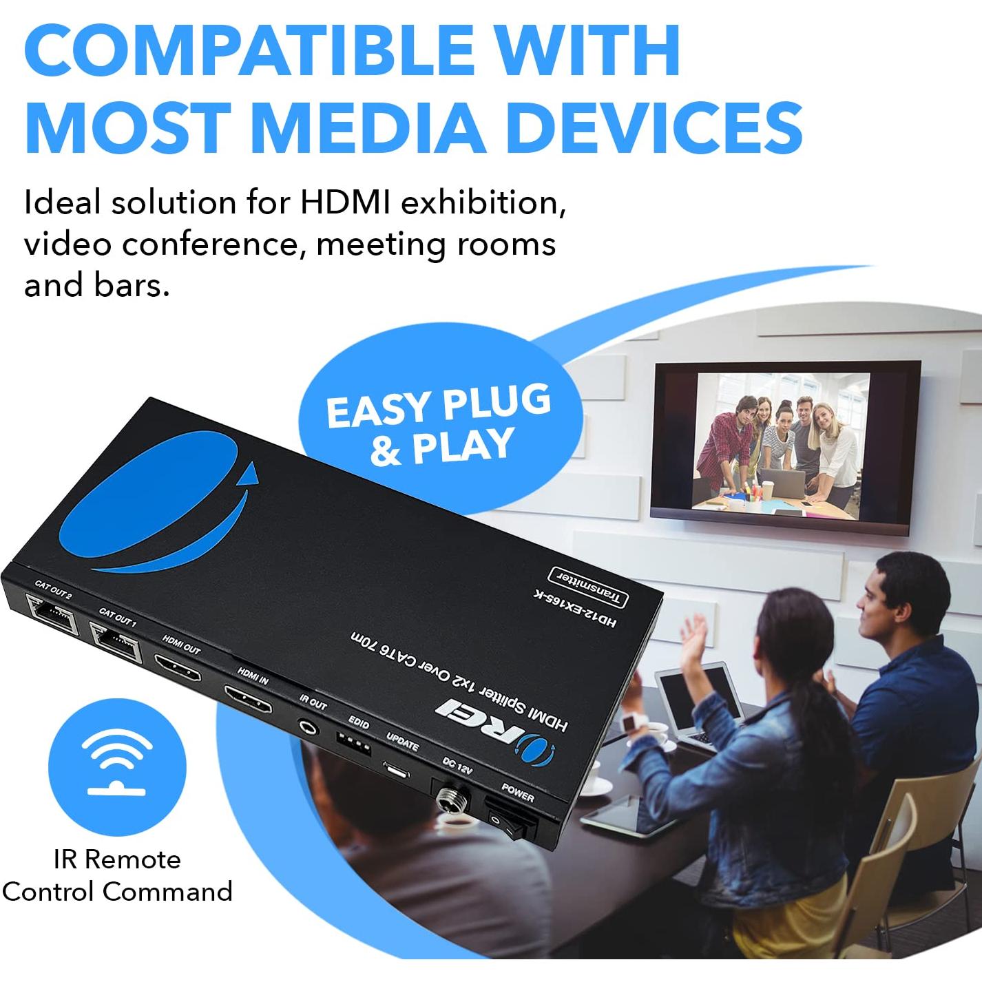 Divisor HDMI 1x2 OREI HD12-EX165-K 4K@30Hz hasta 50m