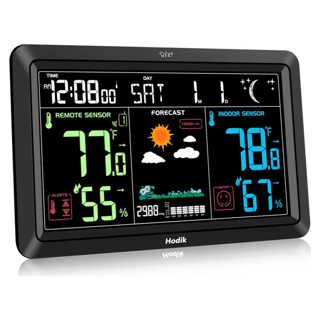 Estación Meteorológica HODIK Reloj Atómico Inalámbrico Negro