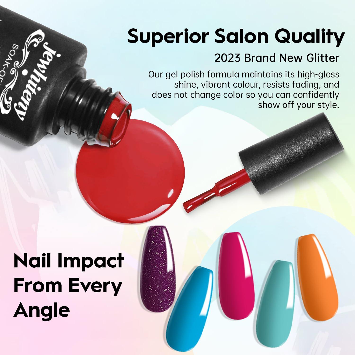 Kit de Uñas de Gel Polimérico JEWHITENY 14 Colores 27 Esmaltes