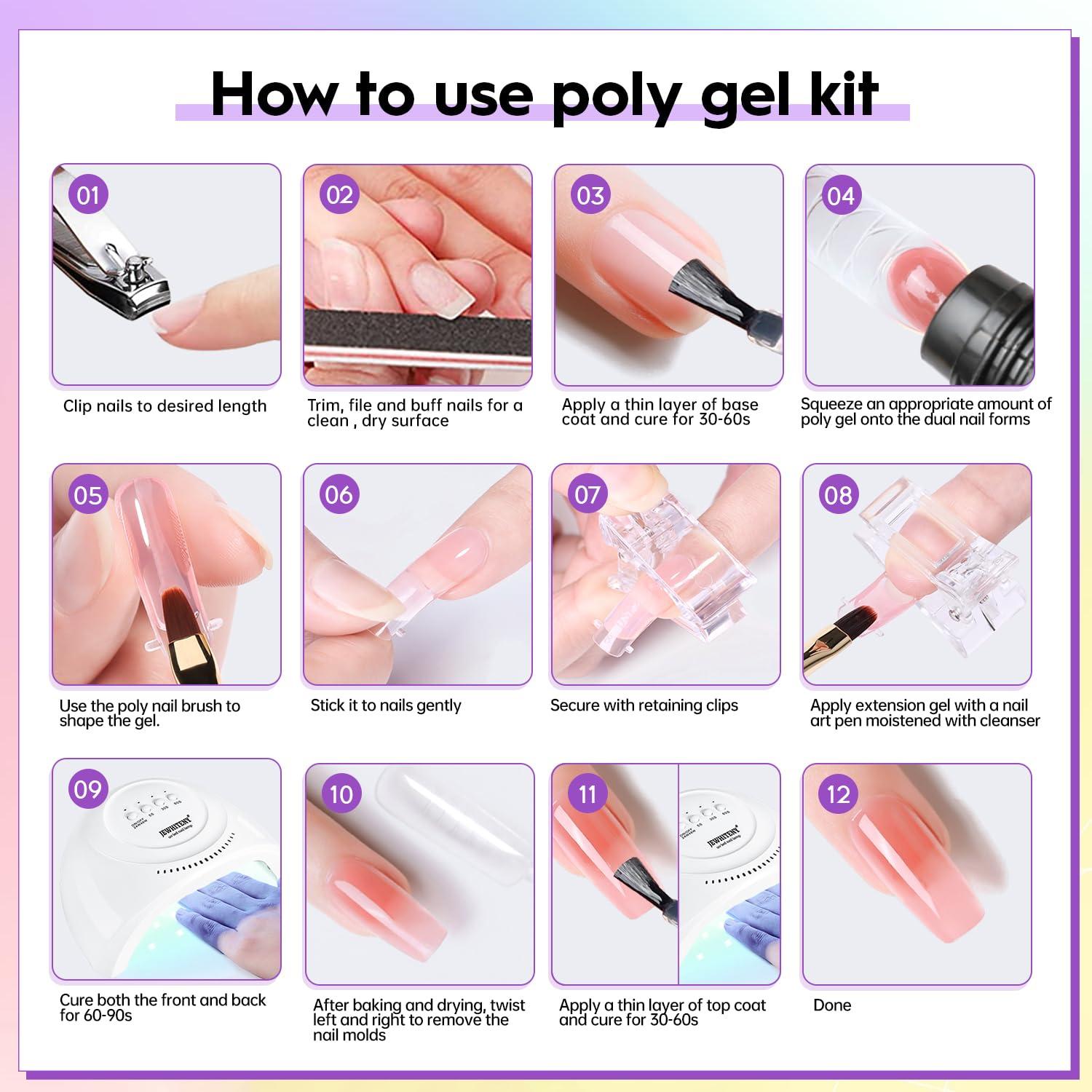 Kit de Uñas de Gel Polimérico JEWHITENY 14 Colores 27 Esmaltes