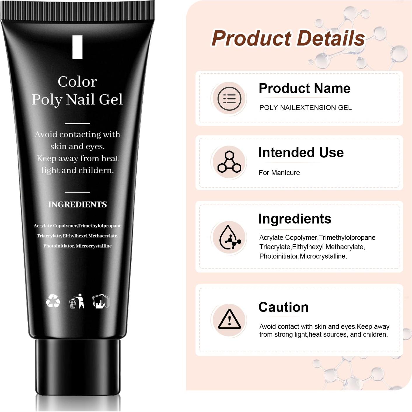 Kit de Uñas de Gel Polimérico JEWHITENY 14 Colores 27 Esmaltes