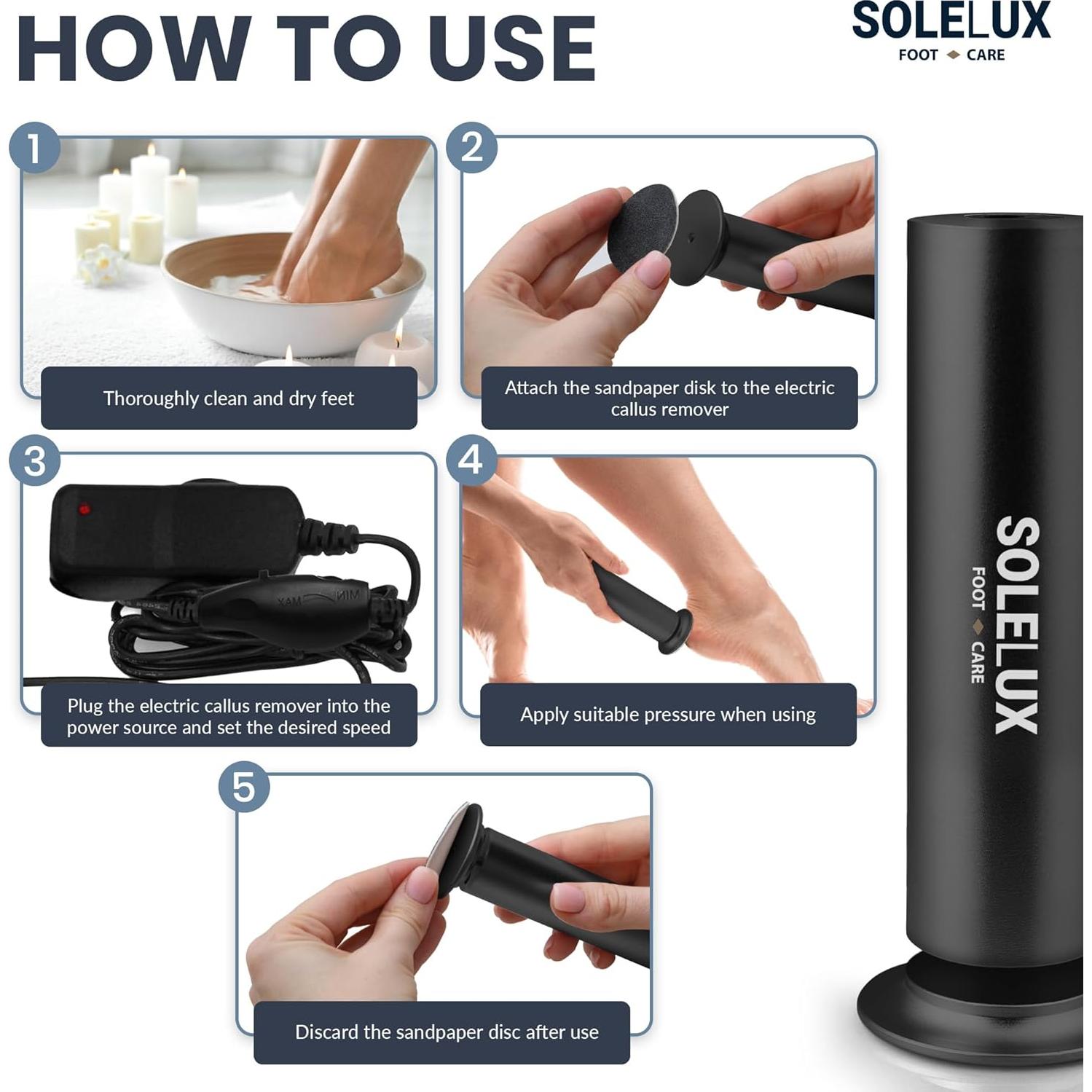 Lima Eléctrica SoleLux SLECR002 con 60 Almohadillas - Negro