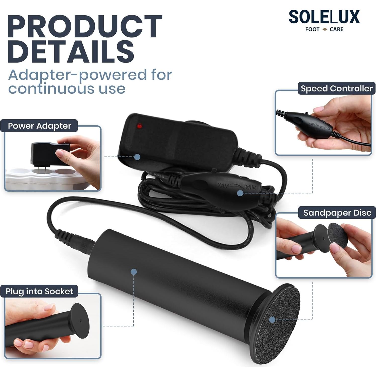 Lima Eléctrica SoleLux SLECR002 con 60 Almohadillas - Negro