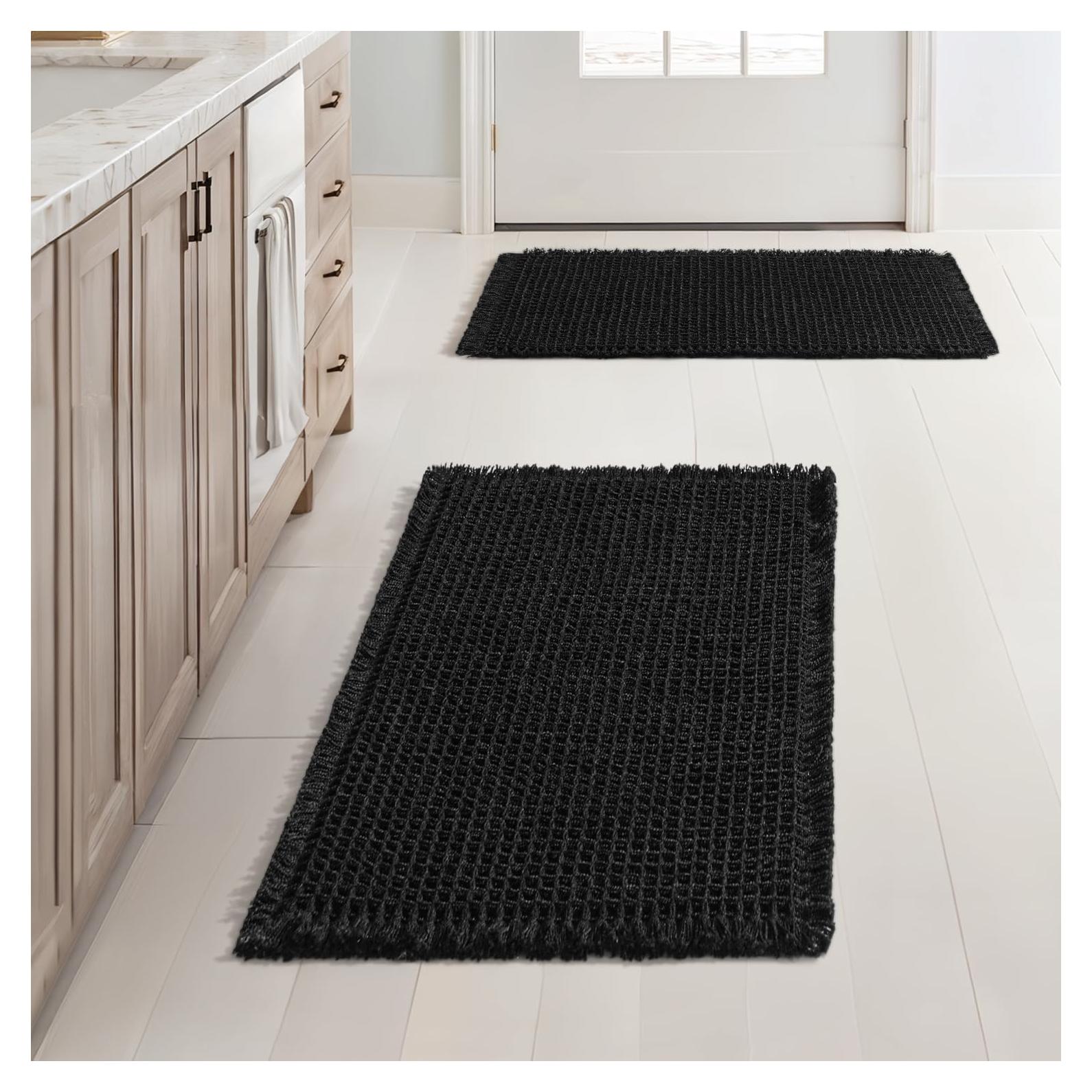 Juego de 2 Alfombrillas de Baño MIULEE Waffle Antideslizantes 43x61 cm