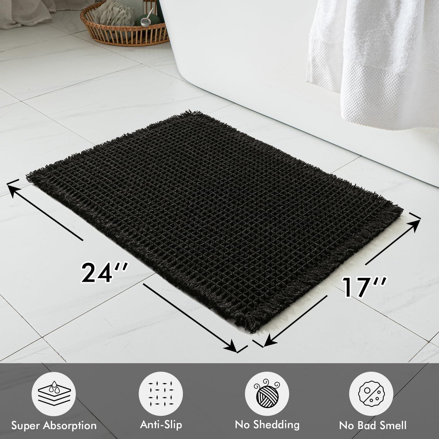 Juego de 2 Alfombrillas de Baño MIULEE Waffle Antideslizantes 43x61 cm