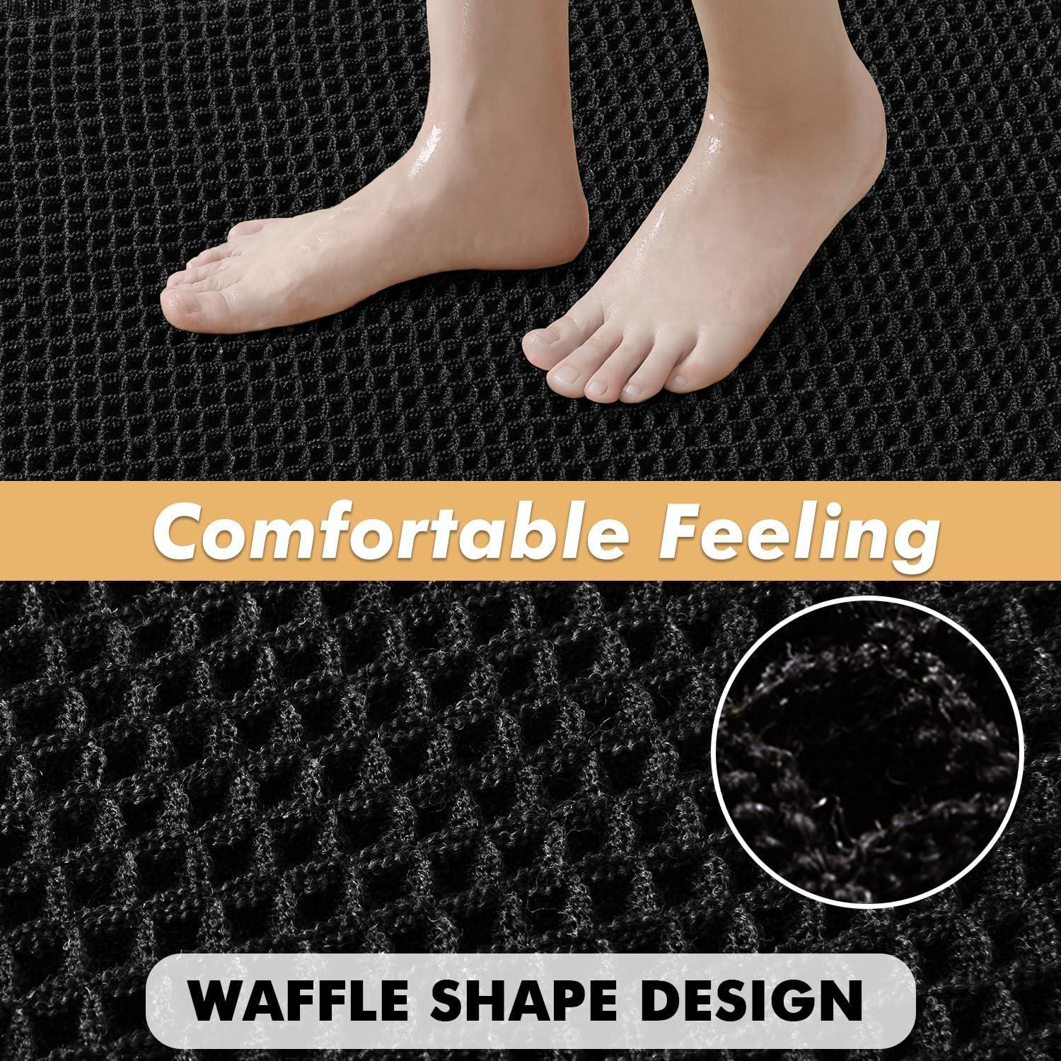 Juego de 2 Alfombrillas de Baño MIULEE Waffle Antideslizantes 43x61 cm