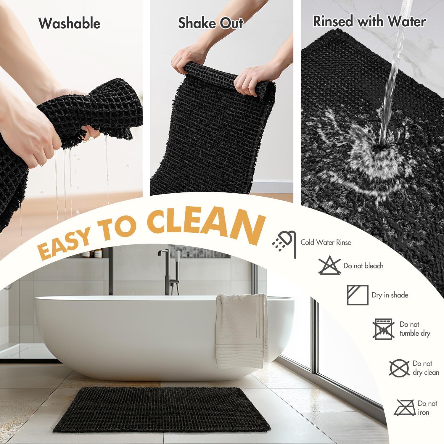 Juego de 2 Alfombrillas de Baño MIULEE Waffle Antideslizantes 43x61 cm