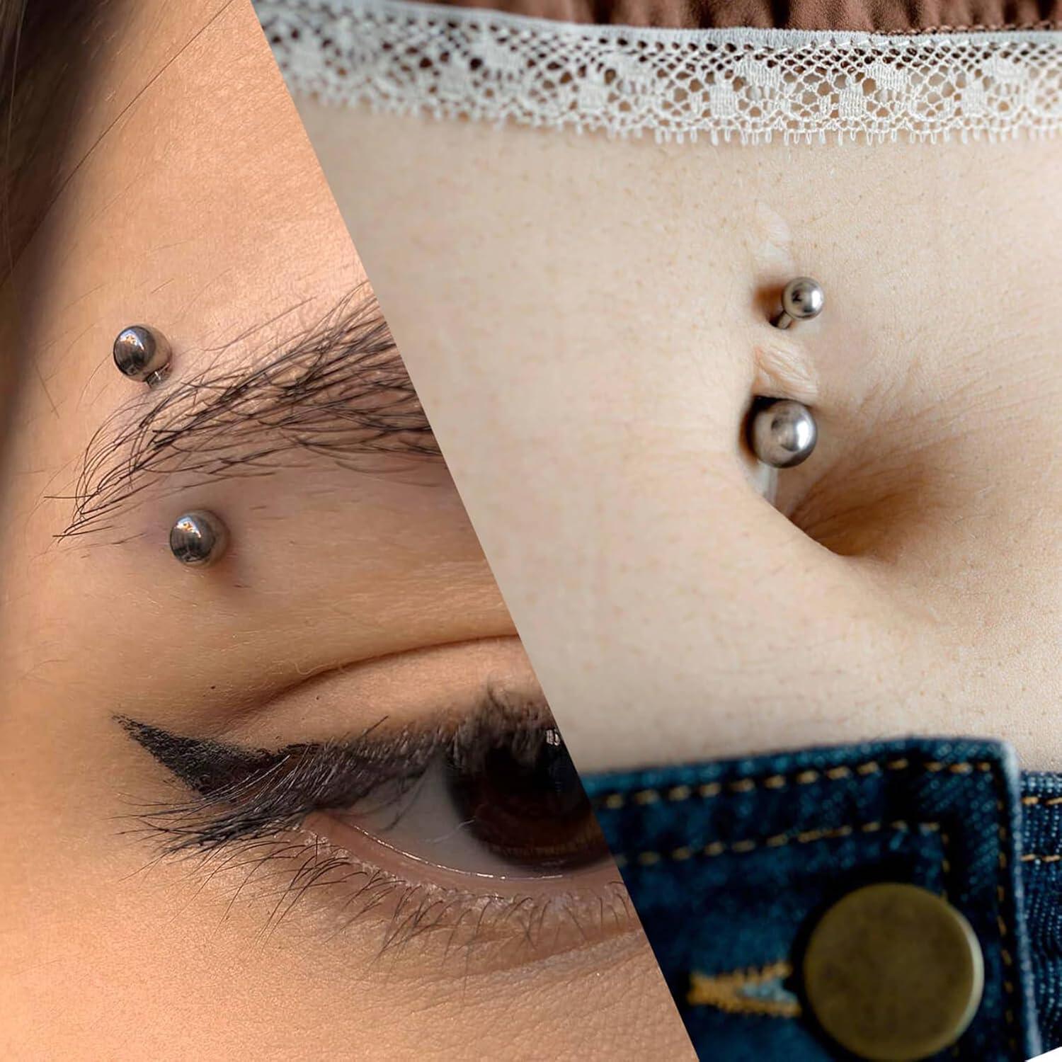 Kit de Piercing Corporal TKKUY 110 Piezas Acero Inoxidable