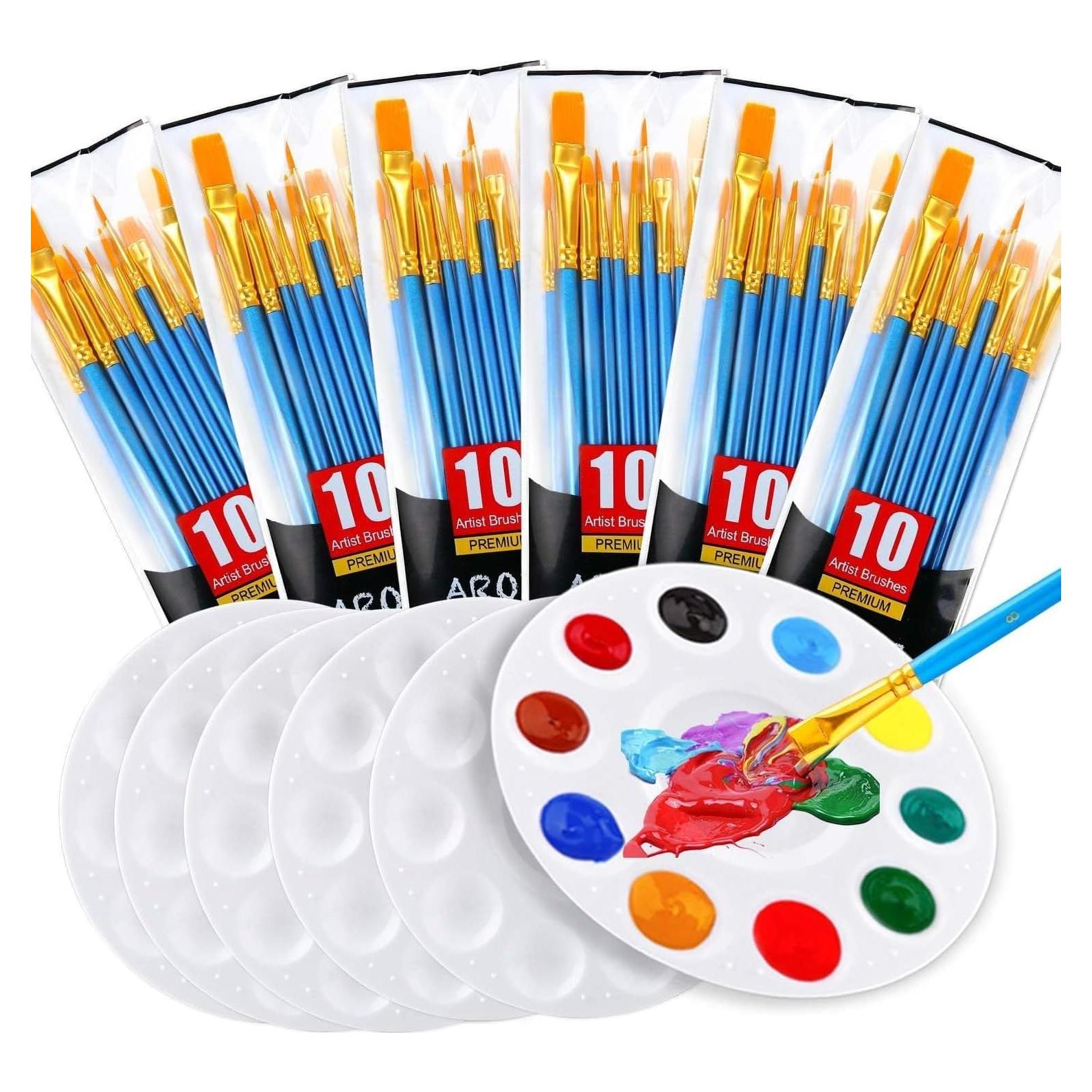 Juego de Pinceles de Pintura AROIC - 60 Pinceles y 6 Paletas