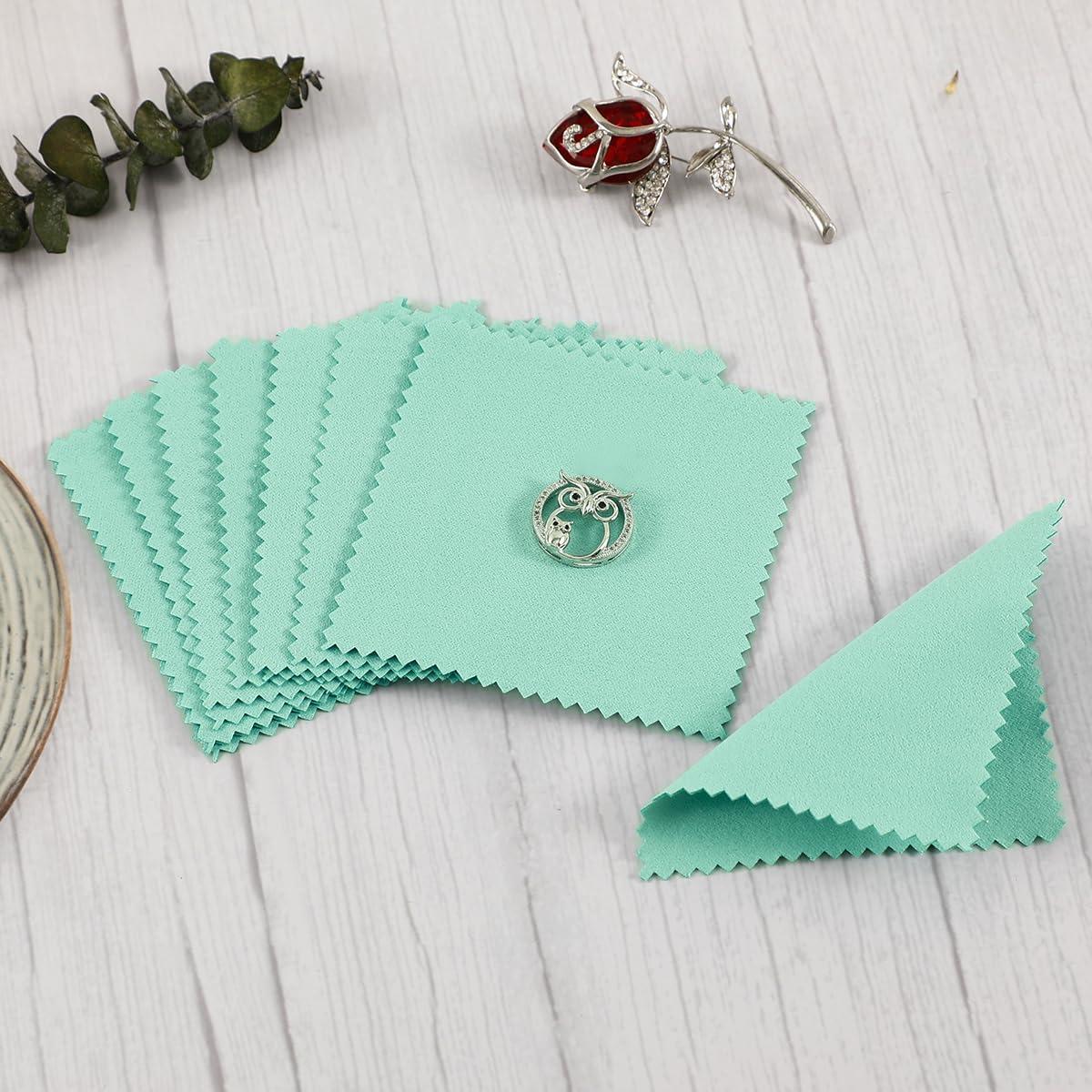 50 Paños de Limpieza de Joyería de Plata PUPPYSEW Verde