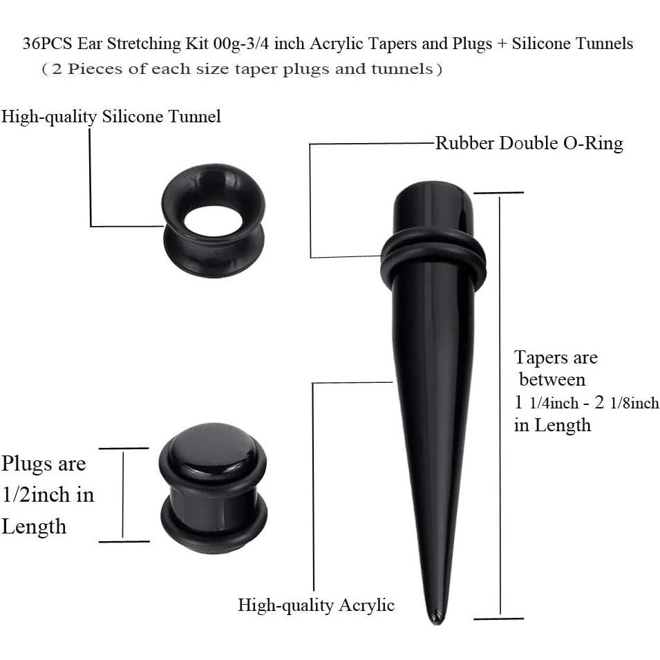 Kit de Estiramiento de Orejas Oyaface 36 PCS 00G-20mm Acrílico