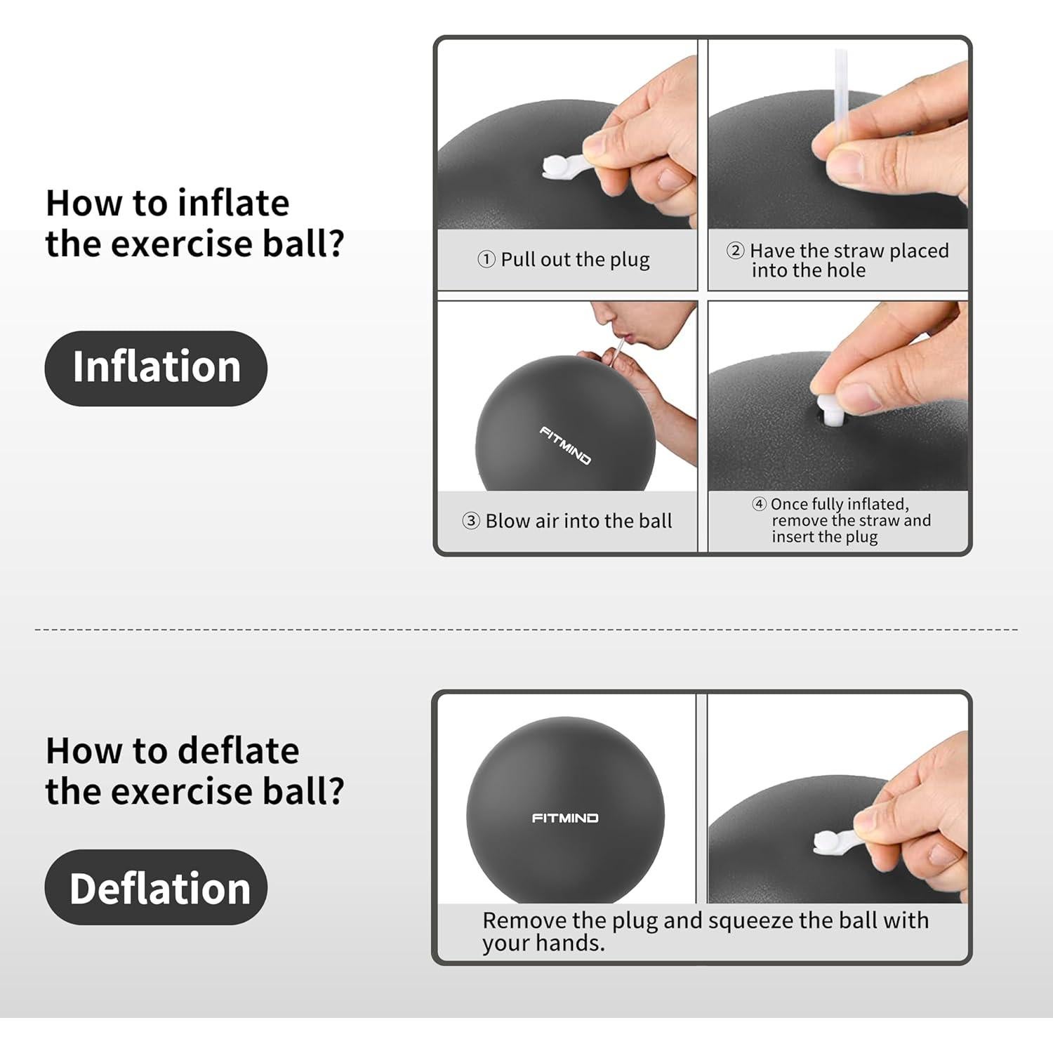 Bola de Pilates FITMIND 25.4 cm para Yoga y Fitness