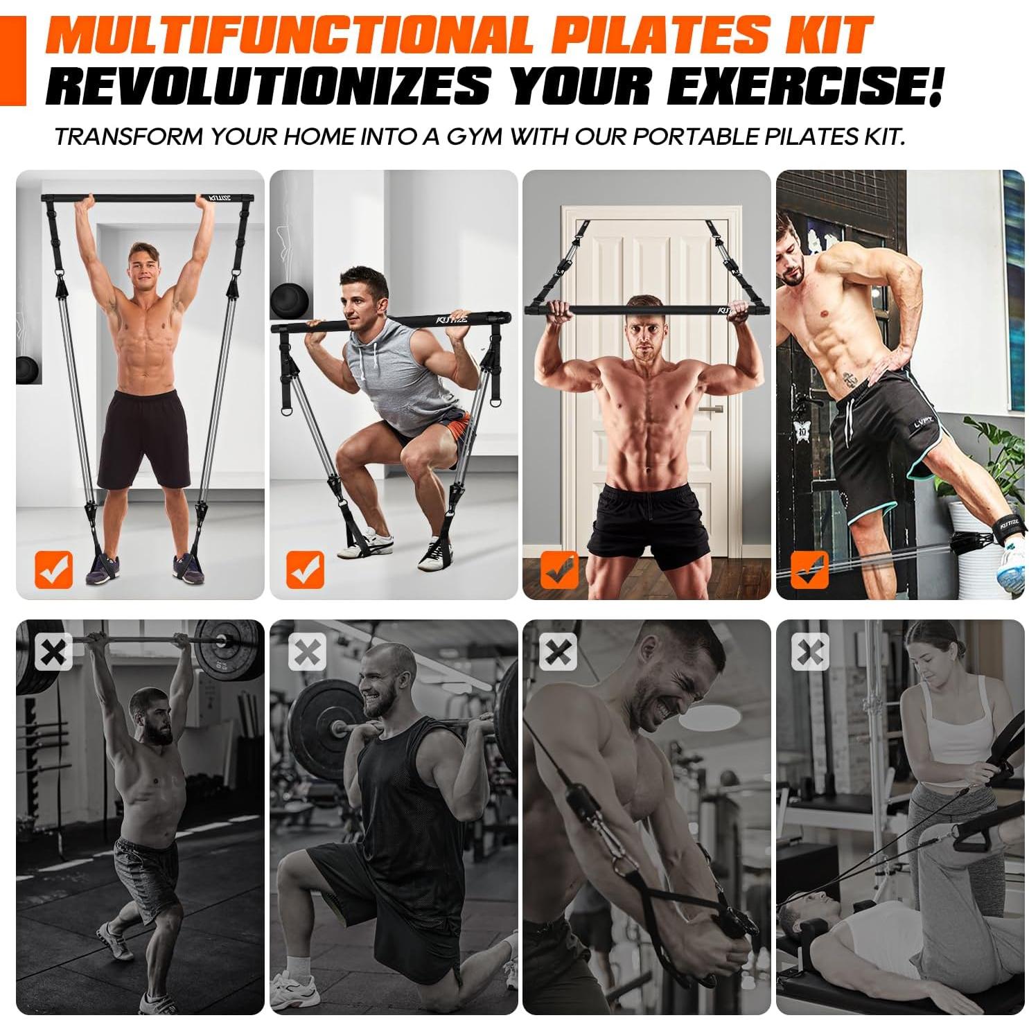 Kit de Bar Pilates KUTIZE 270LBS con Bandas de Resistencia