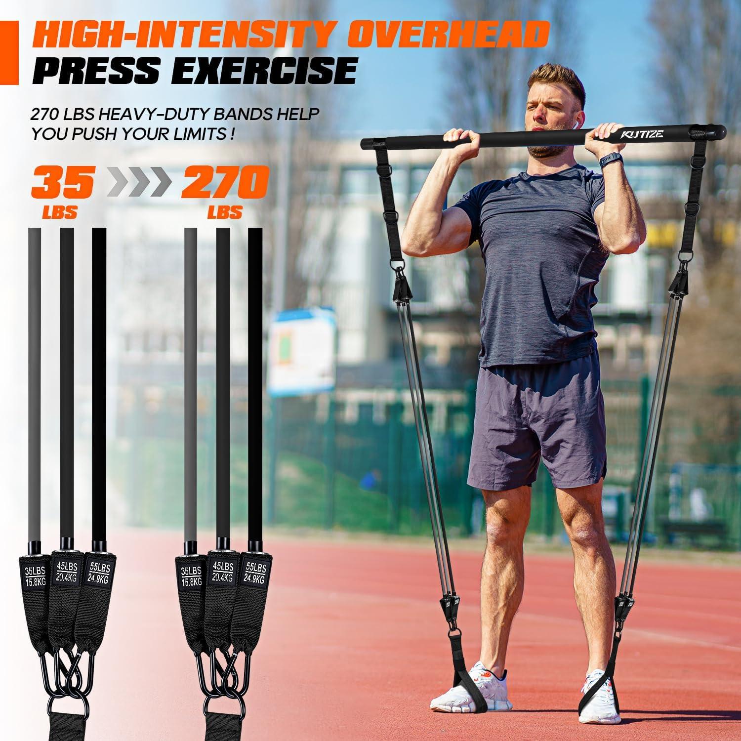Kit de Bar Pilates KUTIZE 270LBS con Bandas de Resistencia