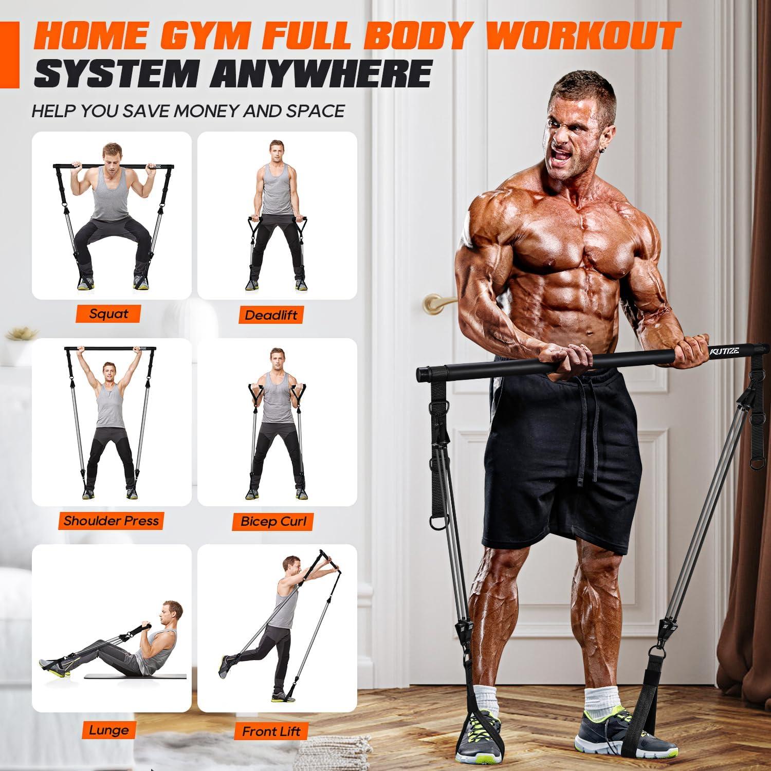 Kit de Bar Pilates KUTIZE 270LBS con Bandas de Resistencia