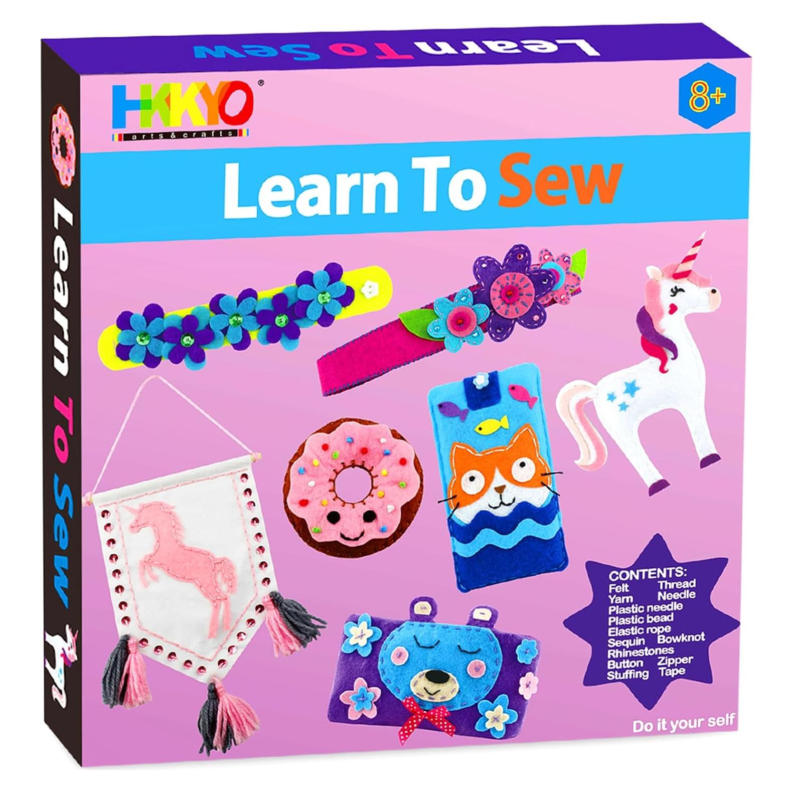 Kit de Costura HKKYO para Niños 7 Proyectos Rosa 4-12 Años
