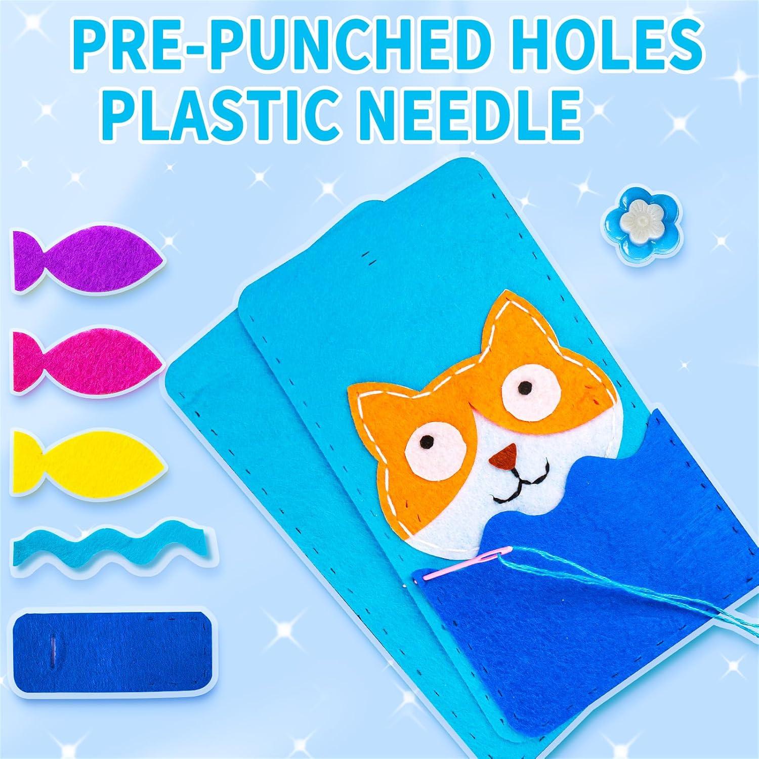 Kit de Costura HKKYO para Niños 7 Proyectos Rosa 4-12 Años