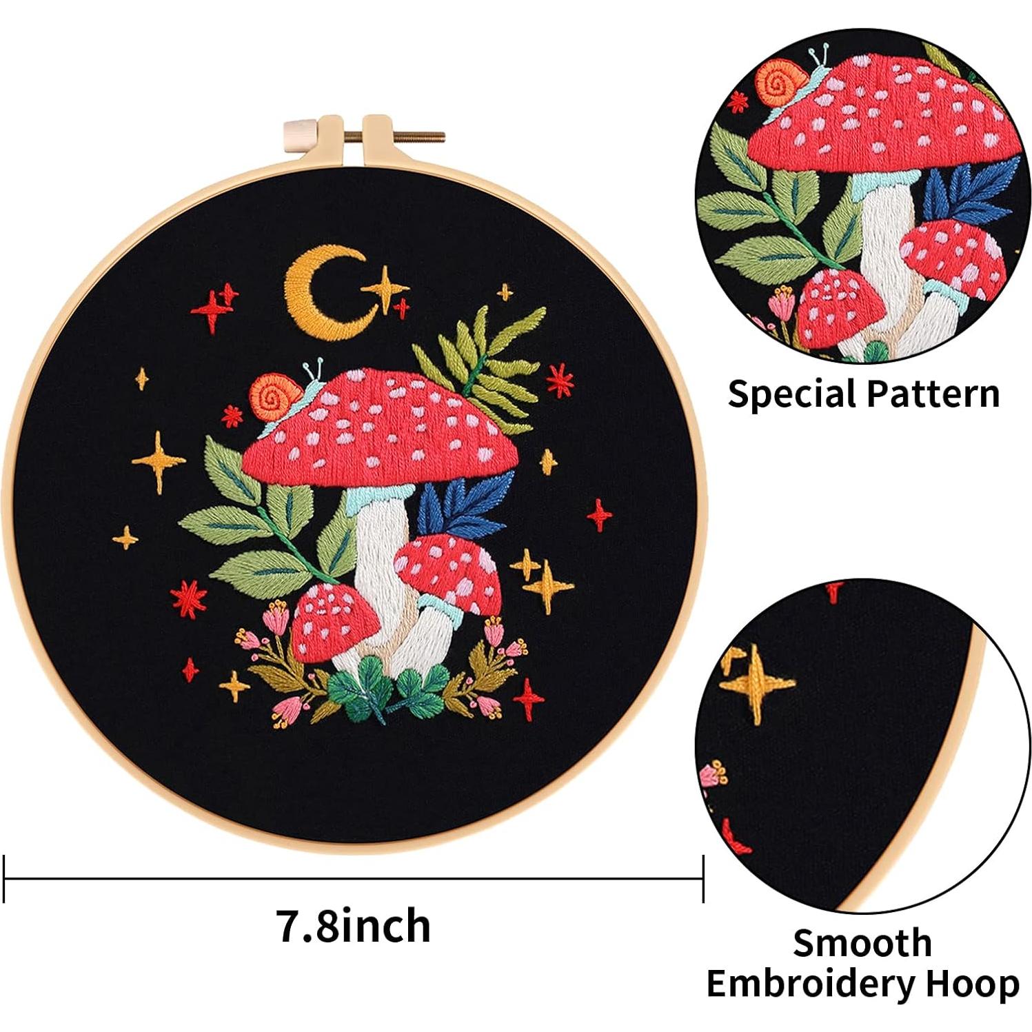 Kit de Bordado Nuberlic para Principiantes - 3 Patrones de Hongos