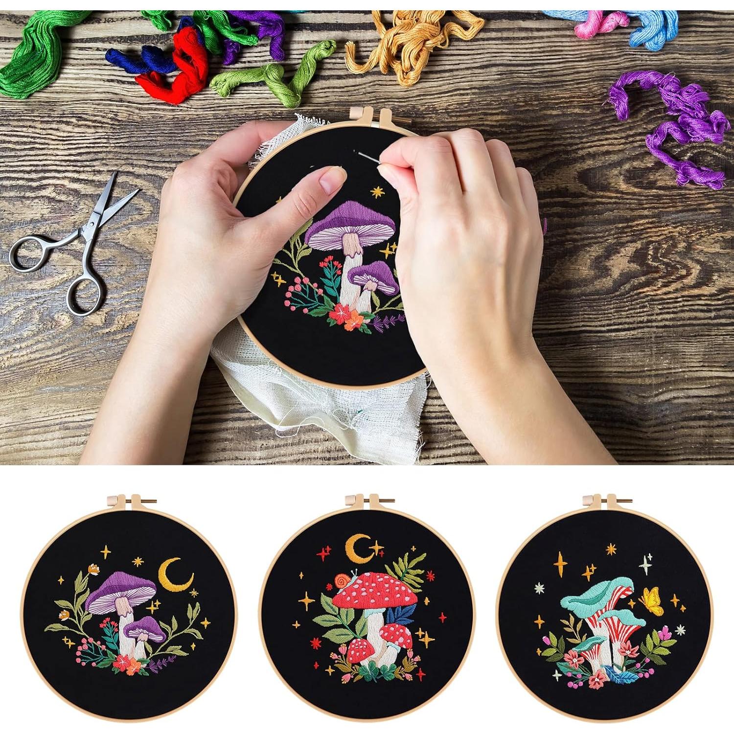 Kit de Bordado Nuberlic para Principiantes - 3 Patrones de Hongos