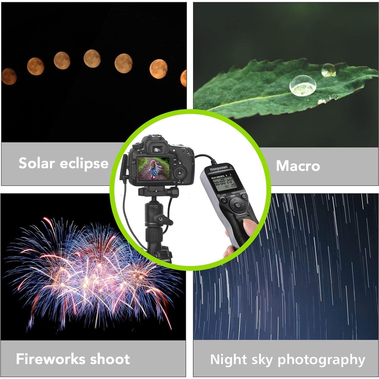 Temporizador Remoto de Disparo HANPUSEN TR-90 para Canon, Fuji, Olympus