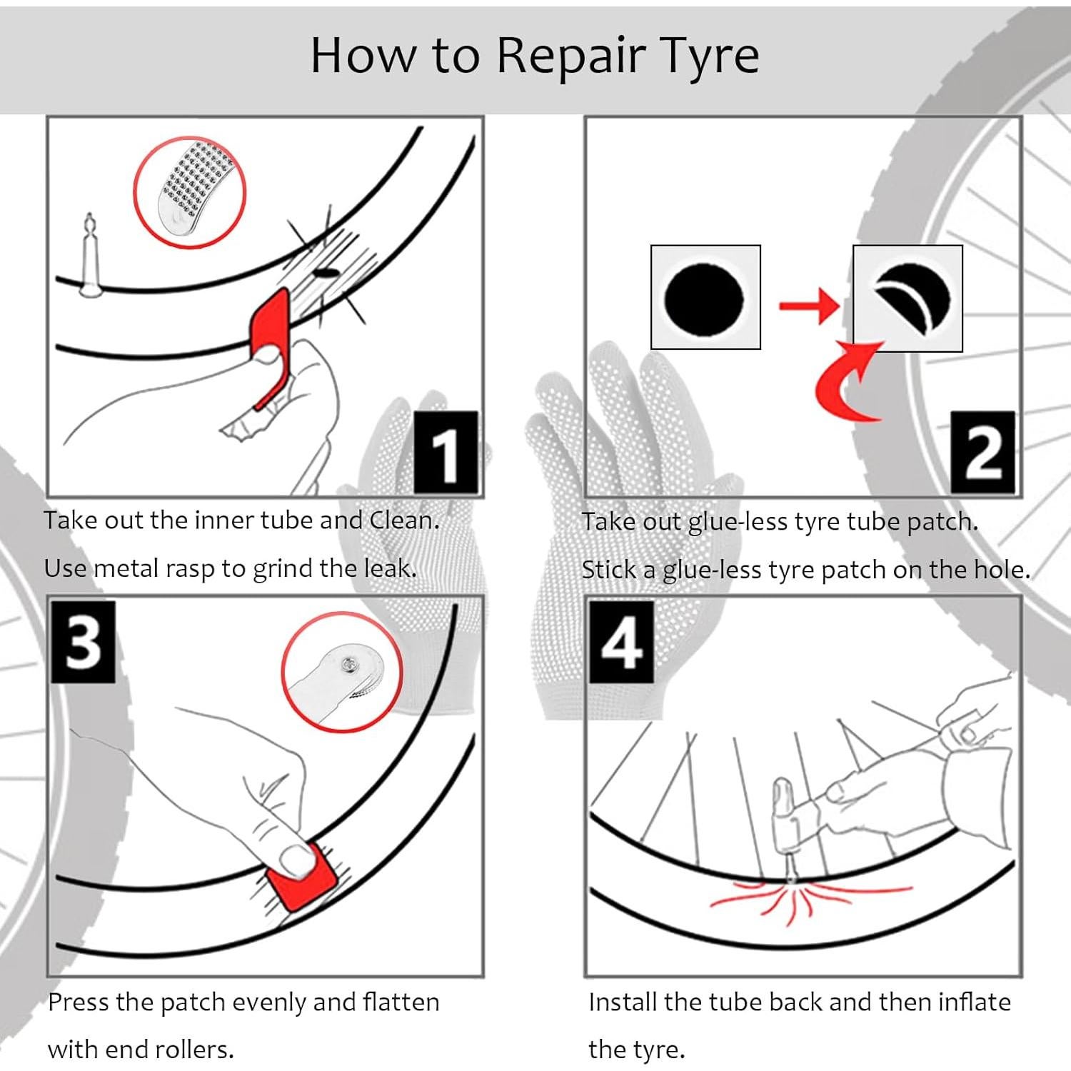 Kit de Reparación de Neumáticos de Bicicleta DERERSTE U-BTRTK