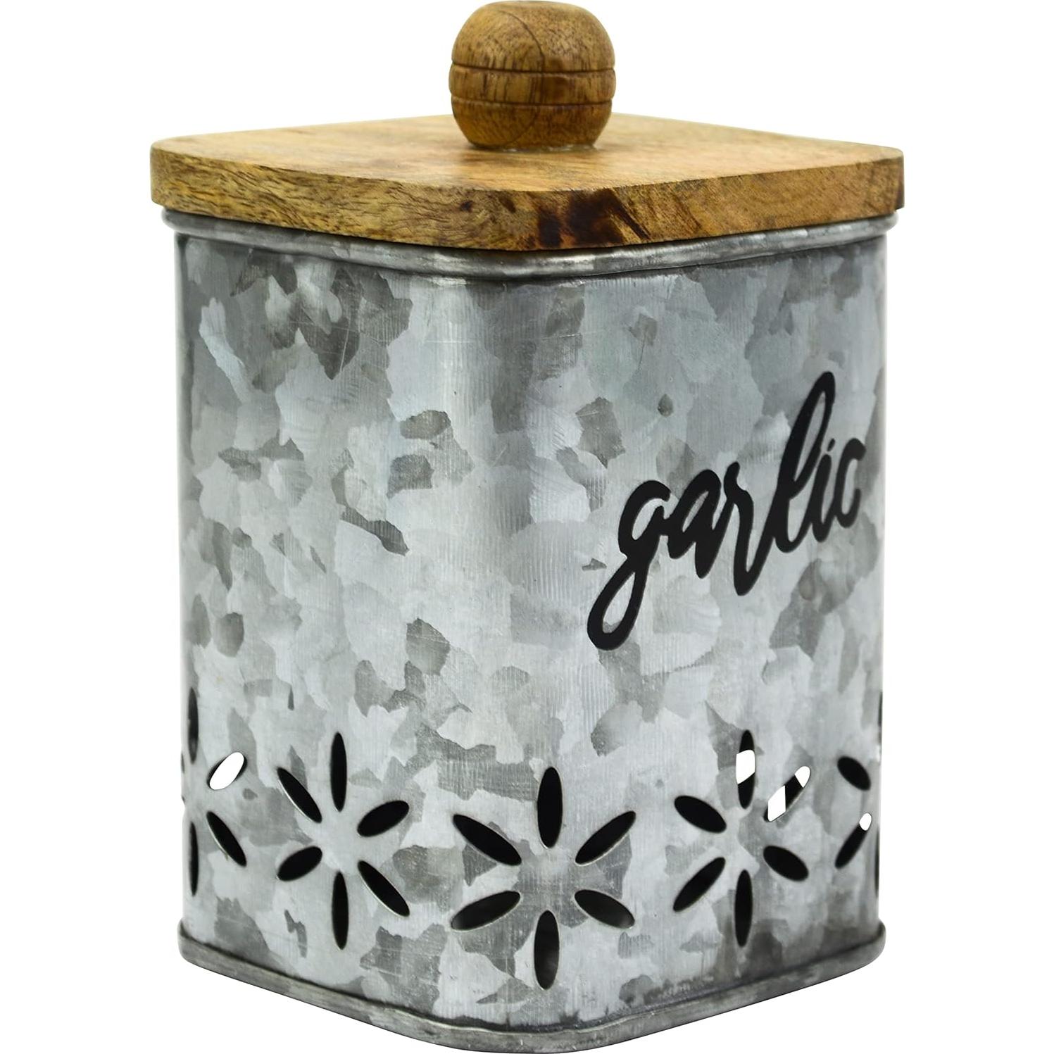 Contenedor de Ajo Galvanizado Boston Warehouse 12.7x10.8cm