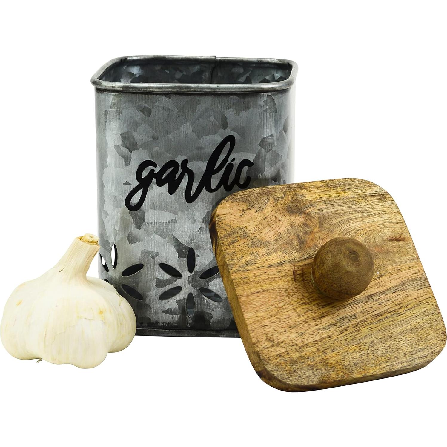 Contenedor de Ajo Galvanizado Boston Warehouse 12.7x10.8cm