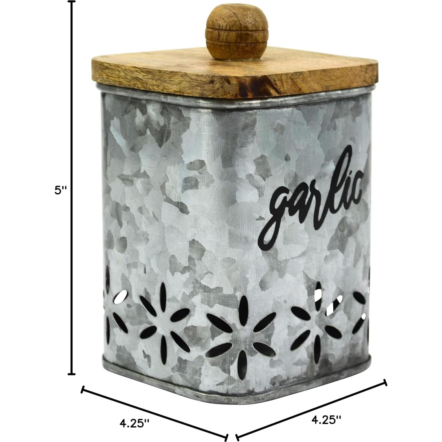 Contenedor de Ajo Galvanizado Boston Warehouse 12.7x10.8cm